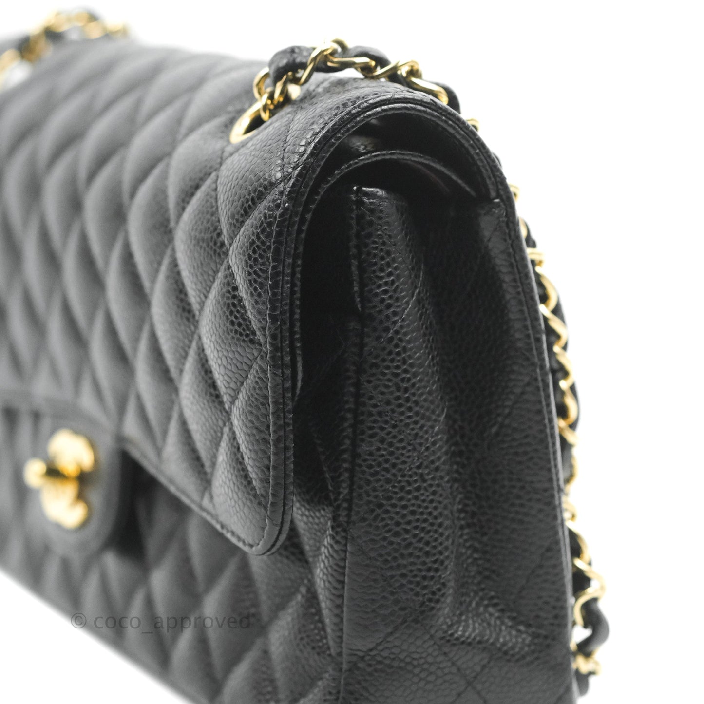 Chanel Classic M/L Medium Double Flap Black Caviar Gold Hardware