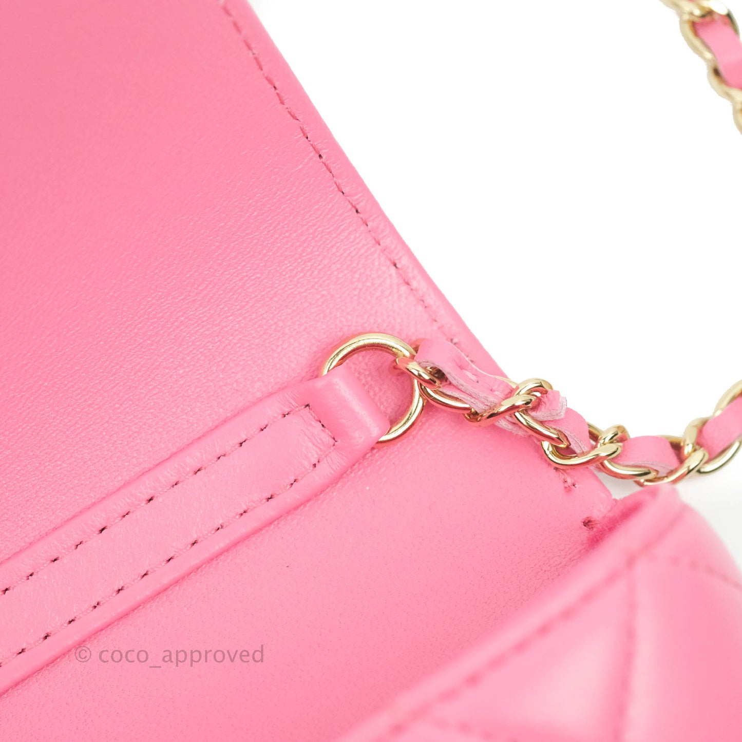 Chanel Quilted Case With Chain Pink Lambskin Gold Hardware