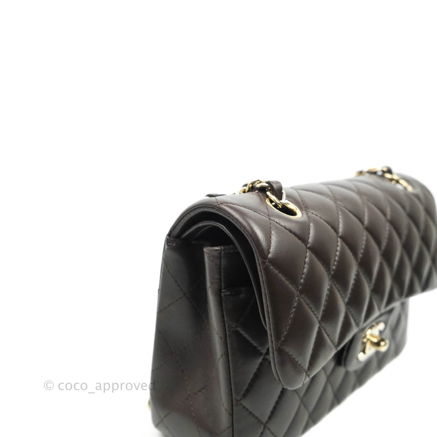 Chanel Classic Small S/M Lambskin Chocolate Brown Gold Hardware