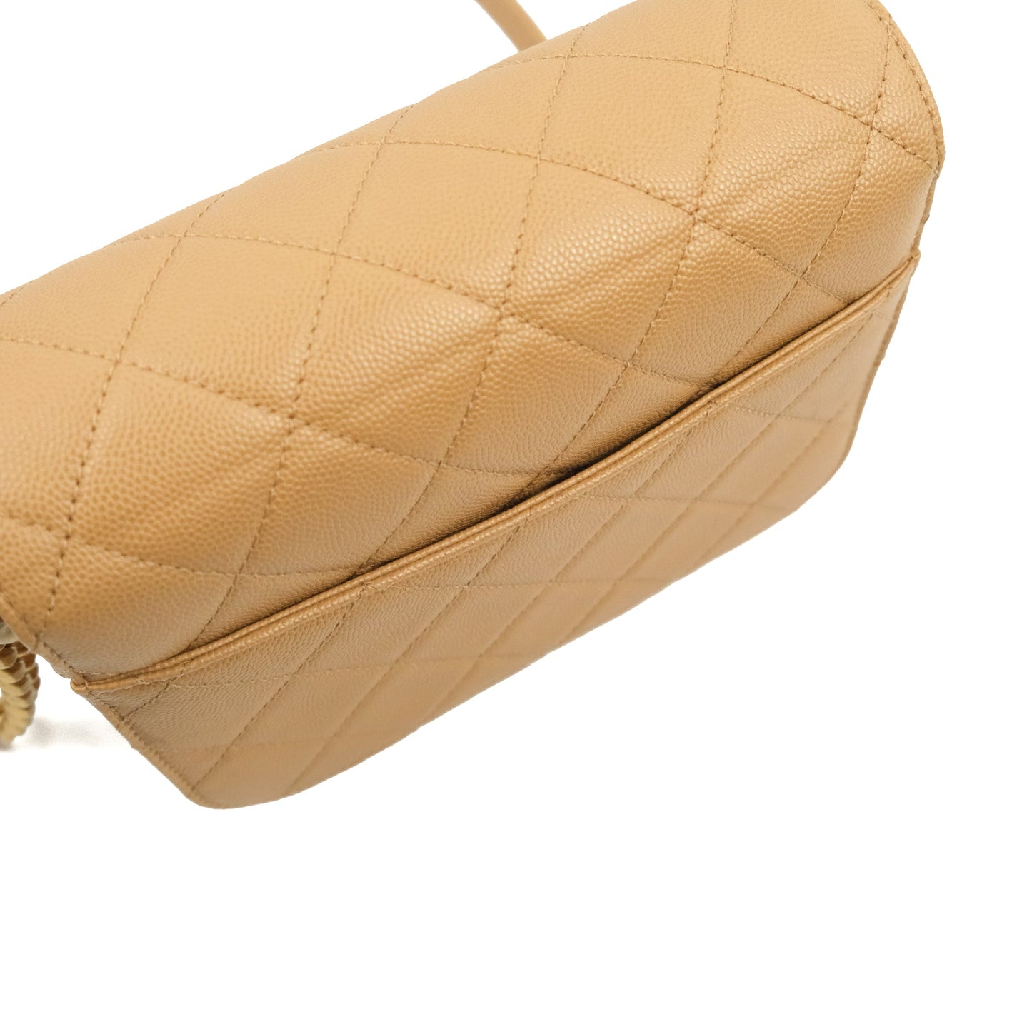 Chanel Mini Messenger Bag Beige Caviar Gold Hardware 21K