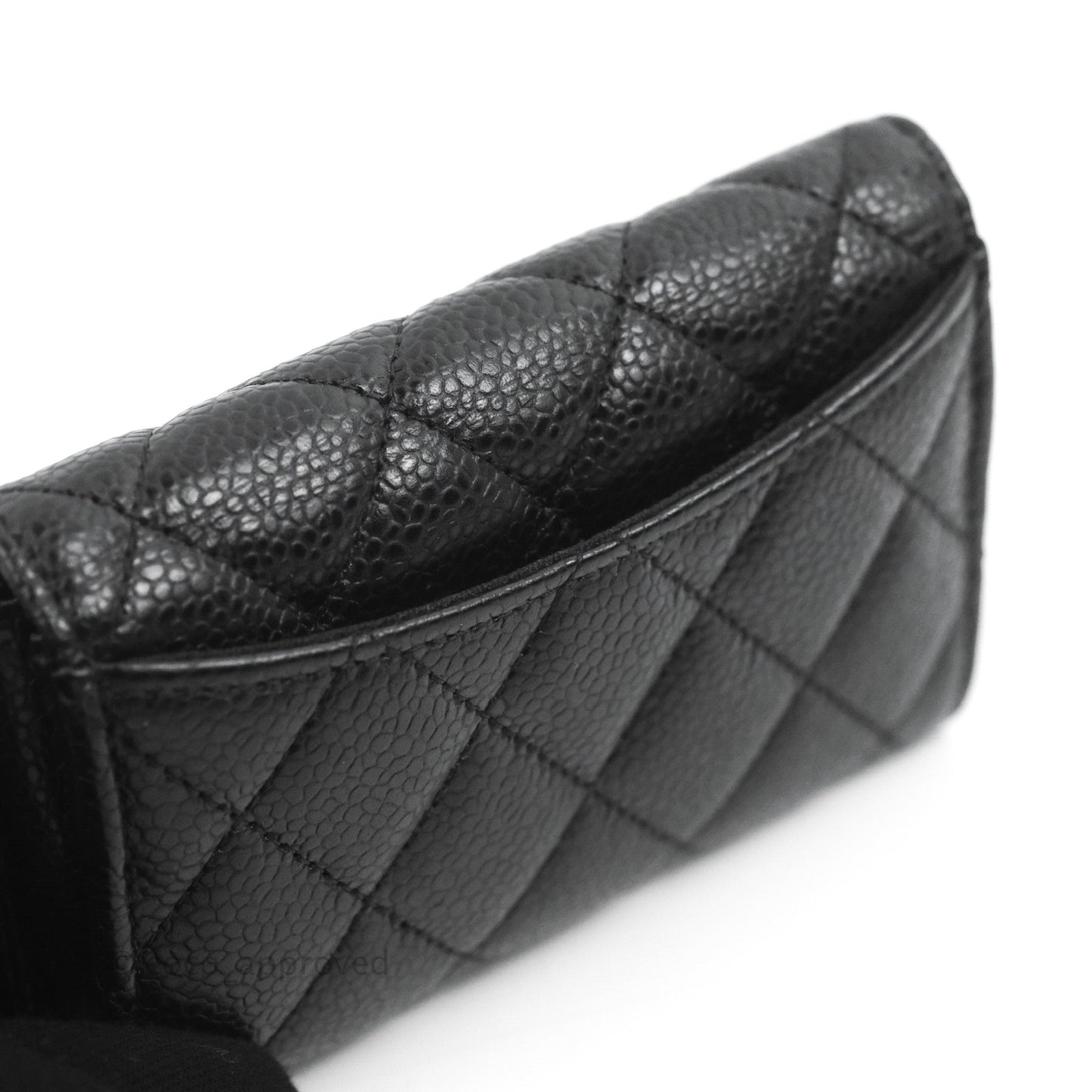 Chanel Quilted Flap Card Holder Black Caviar Silver Hardware