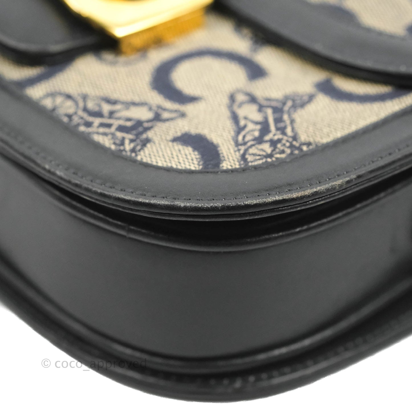 Celine Macadam Horse Carriage Bag Navy Gold Hardware