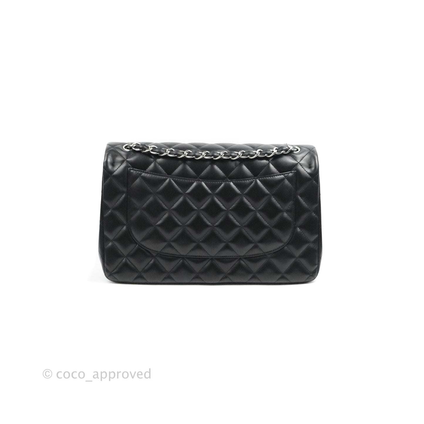 Chanel Quilted Jumbo Double Flap Black Lambskin Silver Hardware