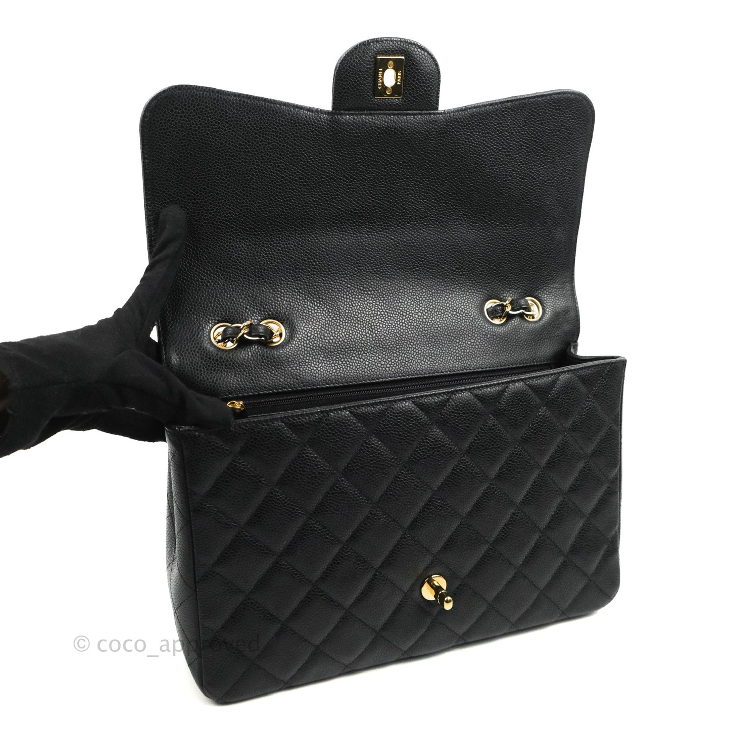 Chanel Jumbo Single Flap Black Caviar Gold Hardware⁣⁣