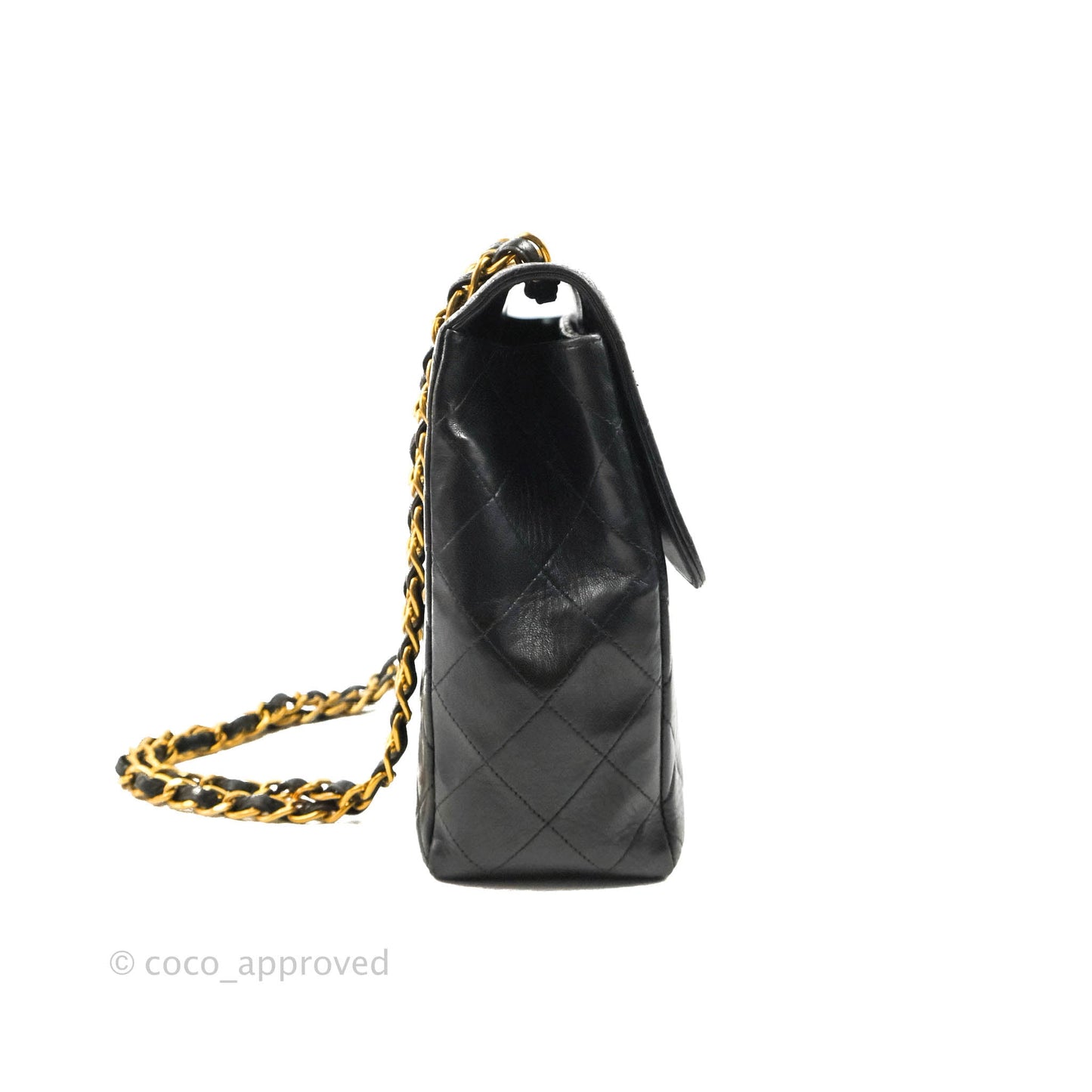 Chanel Vintage Jumbo Single Flap Black Lambskin 24K Gold Hardware