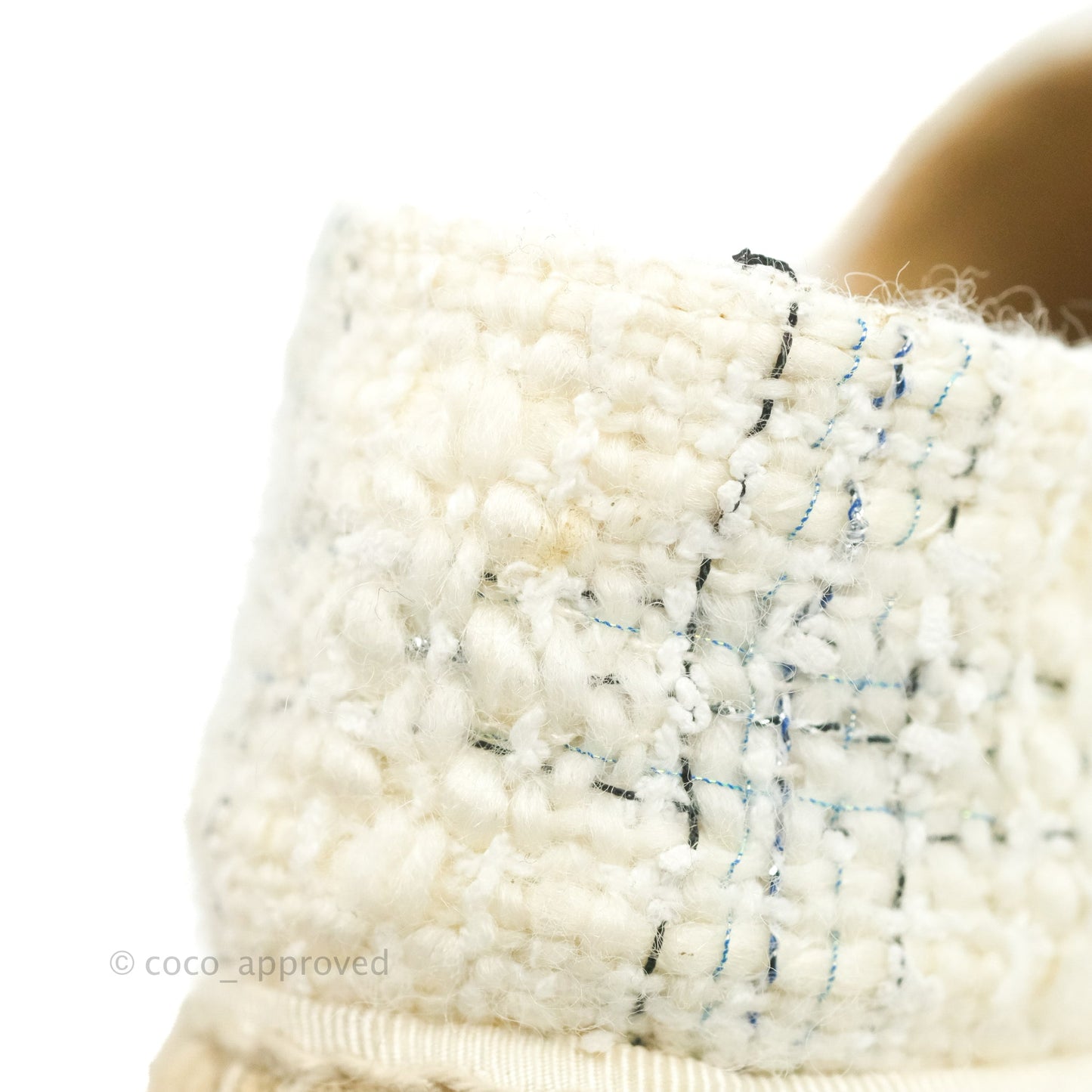Chanel Espadrille Ivory White Tweed Size 36