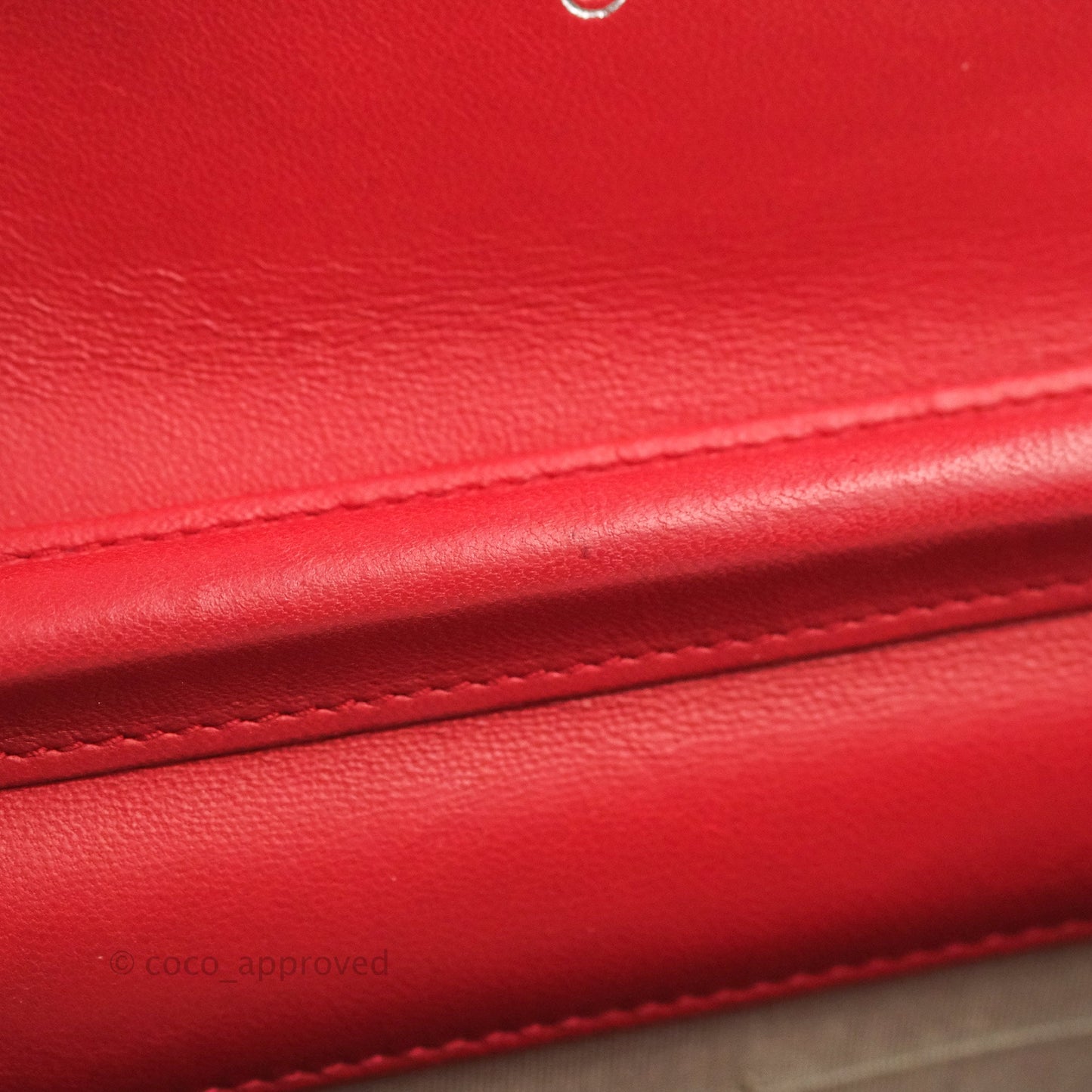 Chanel Boy Wallet on Chain WOC Red Lambskin Dark Silver Hardware