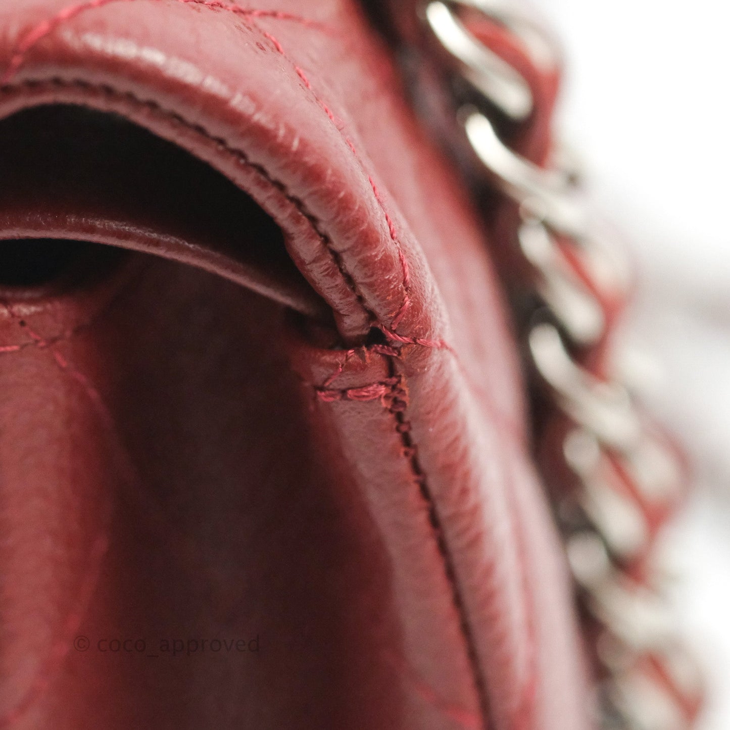 Chanel Classic M/L Medium Flap Quilted Dark Red Caviar Silver Hardware