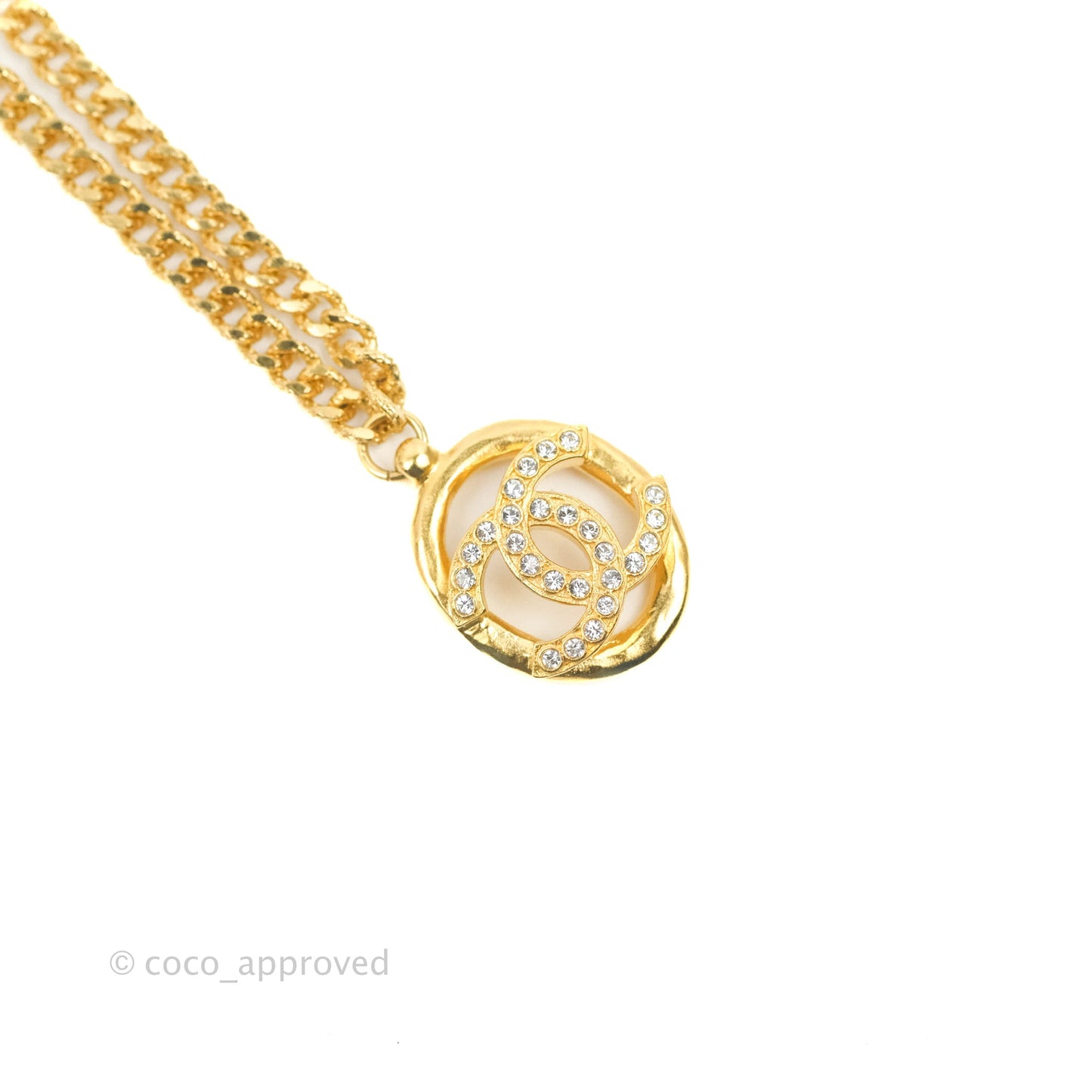 Chanel CC Crystal Necklace Gold Tone 22A