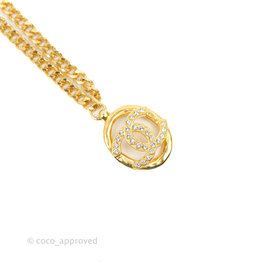 Chanel CC Crystal Necklace Gold Tone 22A