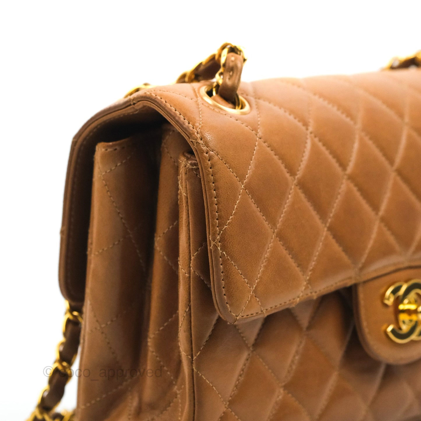 Chanel Vintage Double-sided Small Flap Brown Caramel Lambskin 24K Gold Hardware