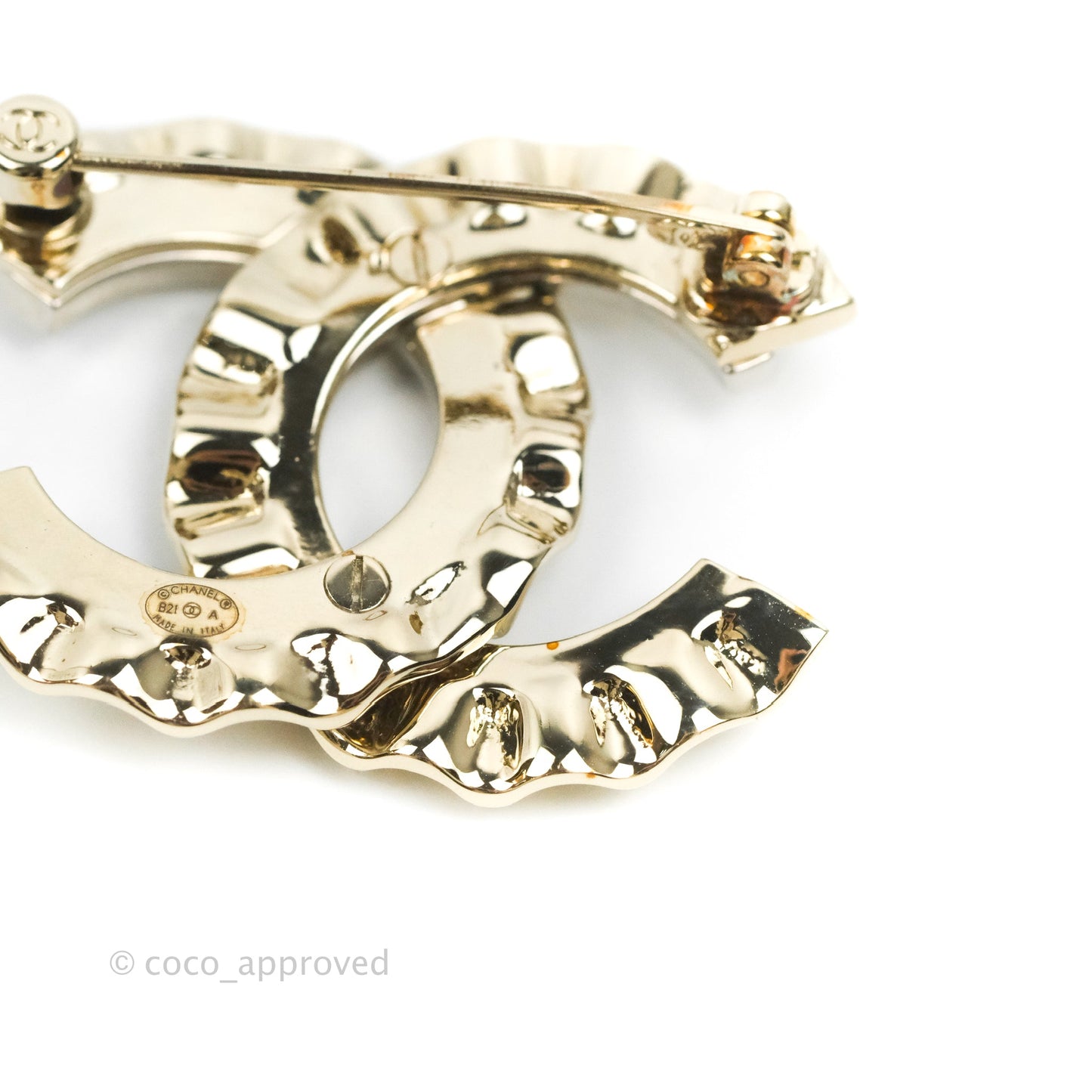 Chanel CC Crystal Brooch Gold Tone 21A