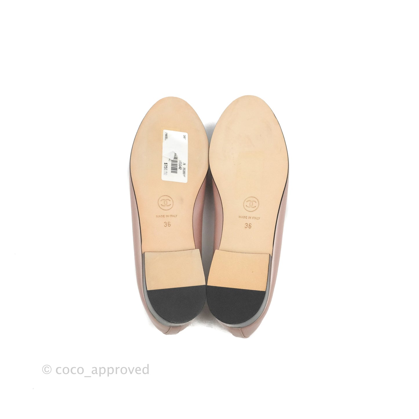 Chanel Ballerina Flats Pink Black Size 36