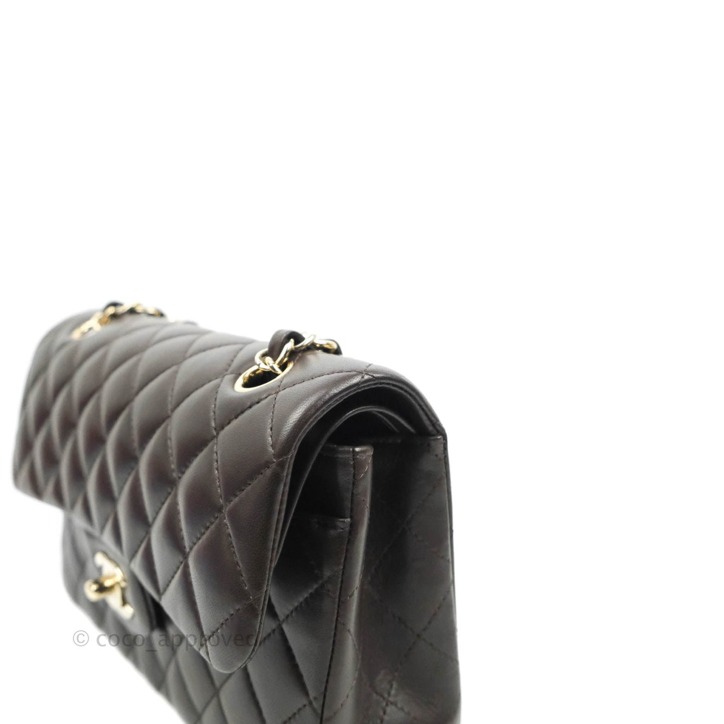 Chanel Classic Small S/M Lambskin Chocolate Brown Gold Hardware