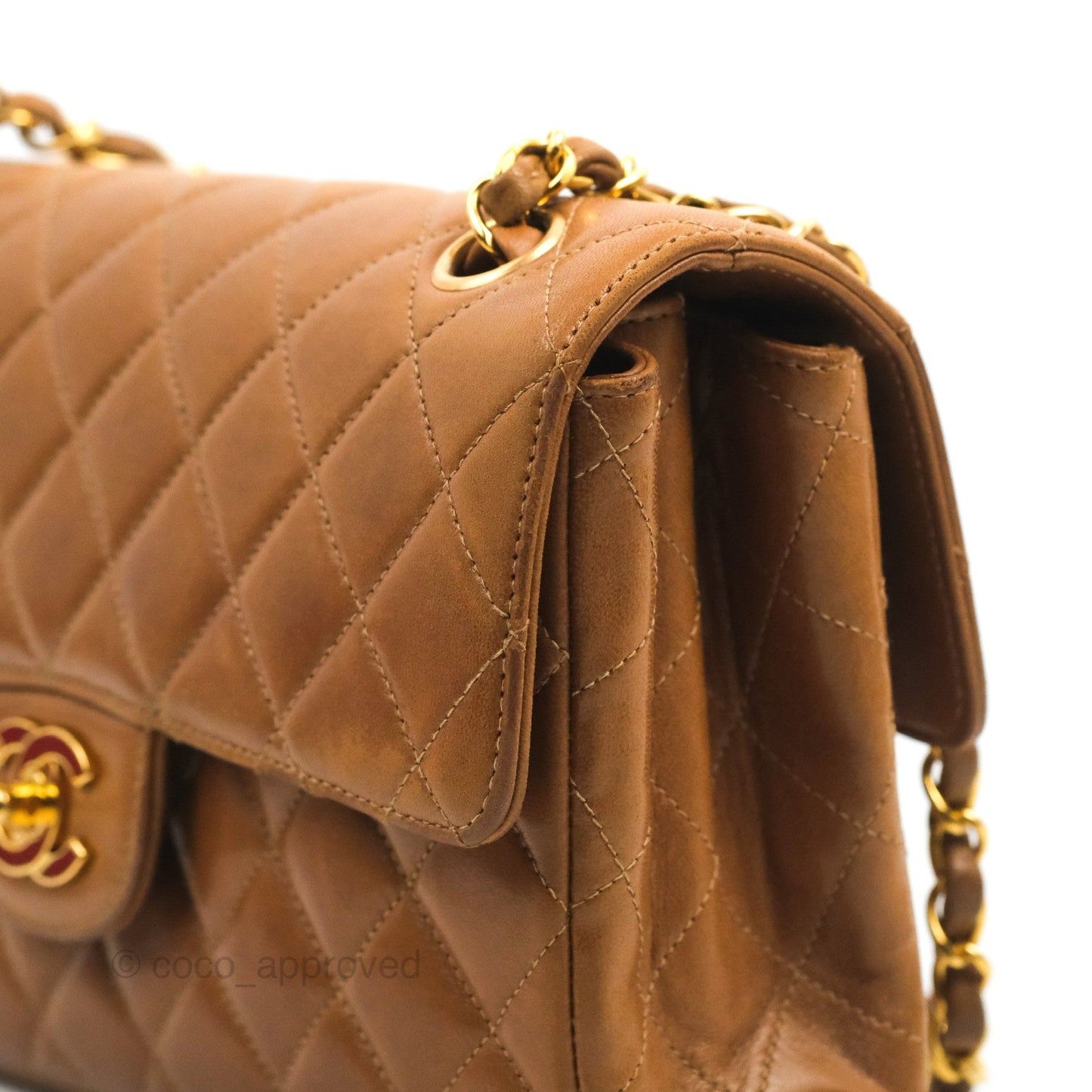 Chanel Vintage Double-sided Small Flap Brown Caramel Lambskin 24K Gold Hardware
