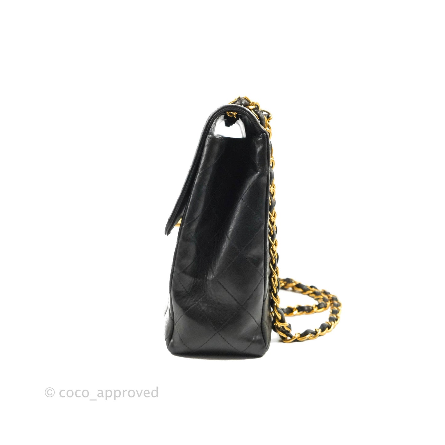 Chanel Vintage Jumbo Single Flap Black Lambskin 24K Gold Hardware