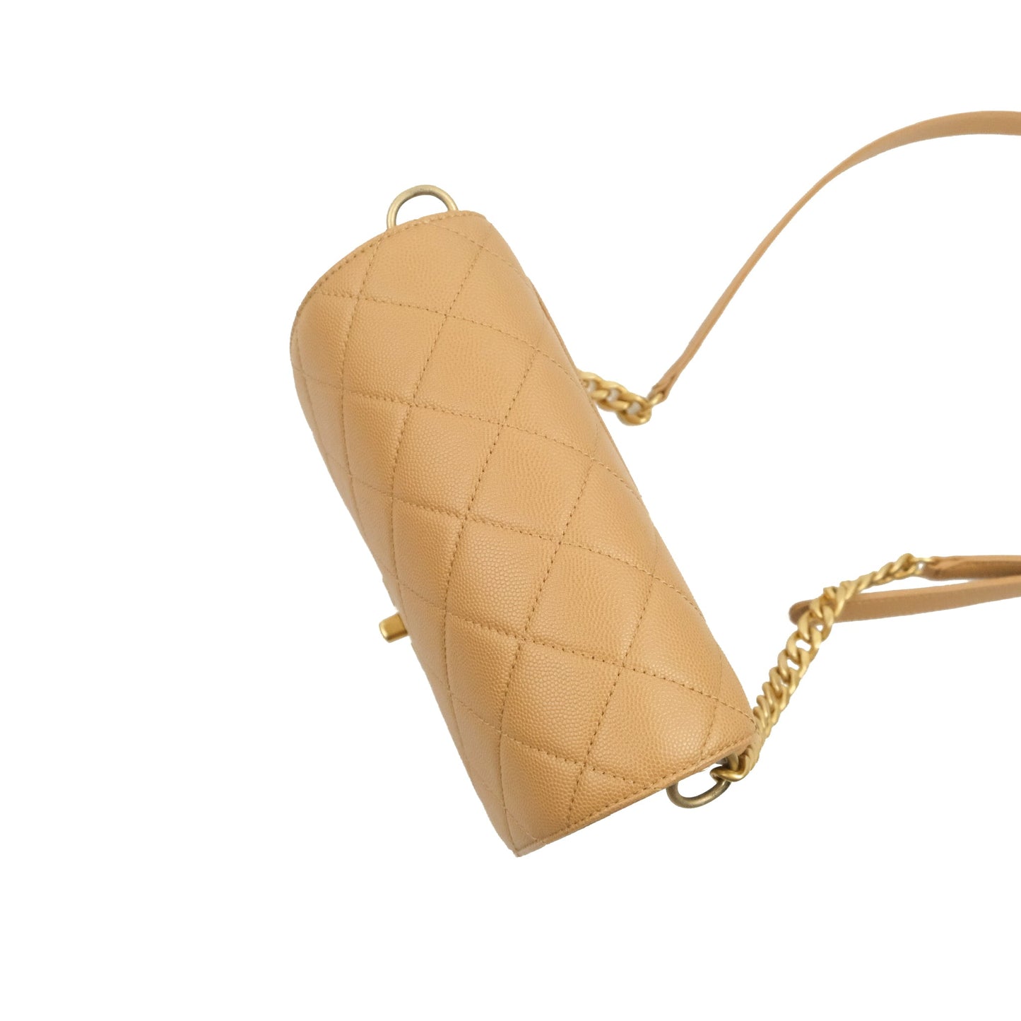 Chanel Mini Messenger Bag Beige Caviar Gold Hardware 21K