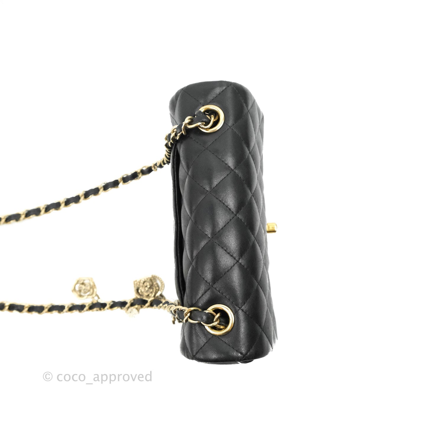Chanel Mini Rectangular Flap Bag Valentine Limited Edition Black Lambskin Gold Hardware