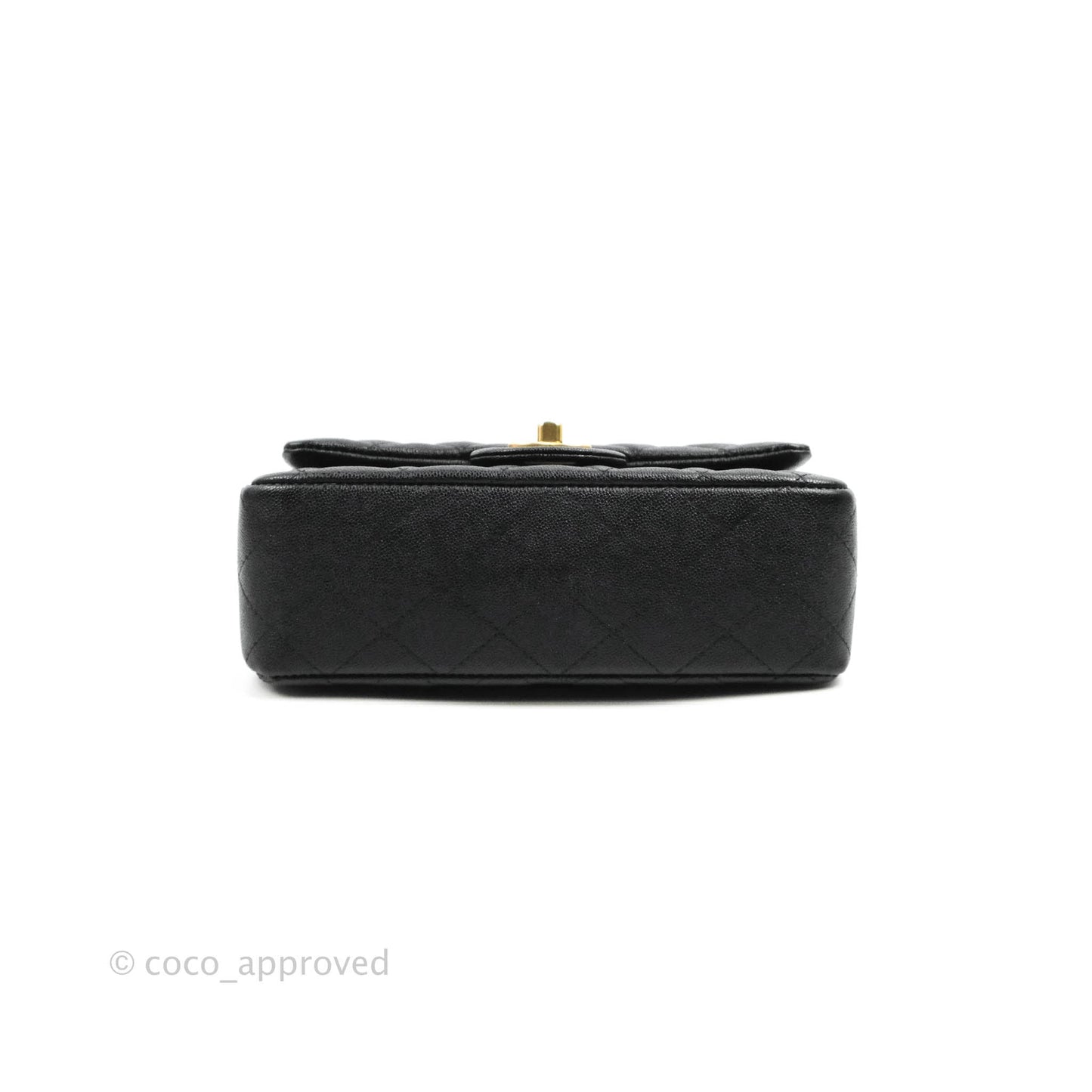 Chanel Top Handle Mini Rectangular Flap Bag Black Caviar Gold Hardware