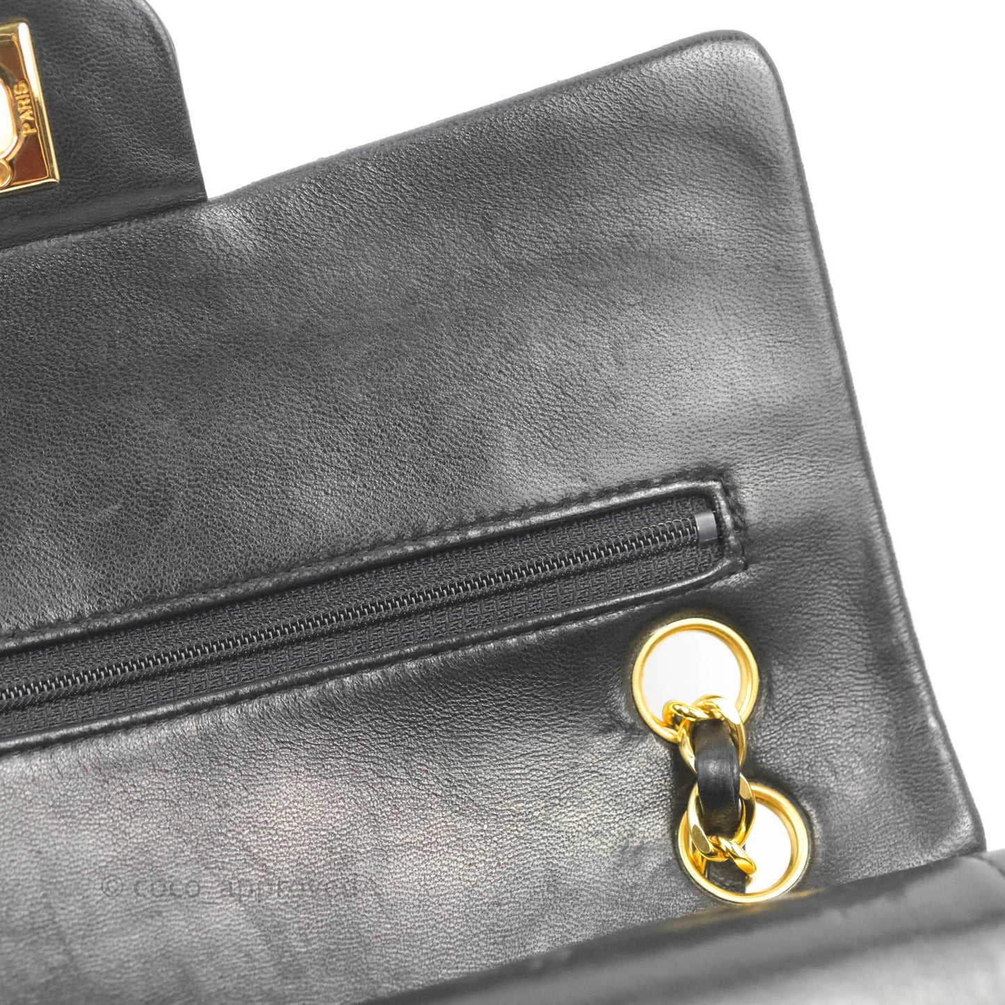 Chanel Vintage Classic S/M Small Double Flap Bag Black Lambskin 24K Gold Hardware