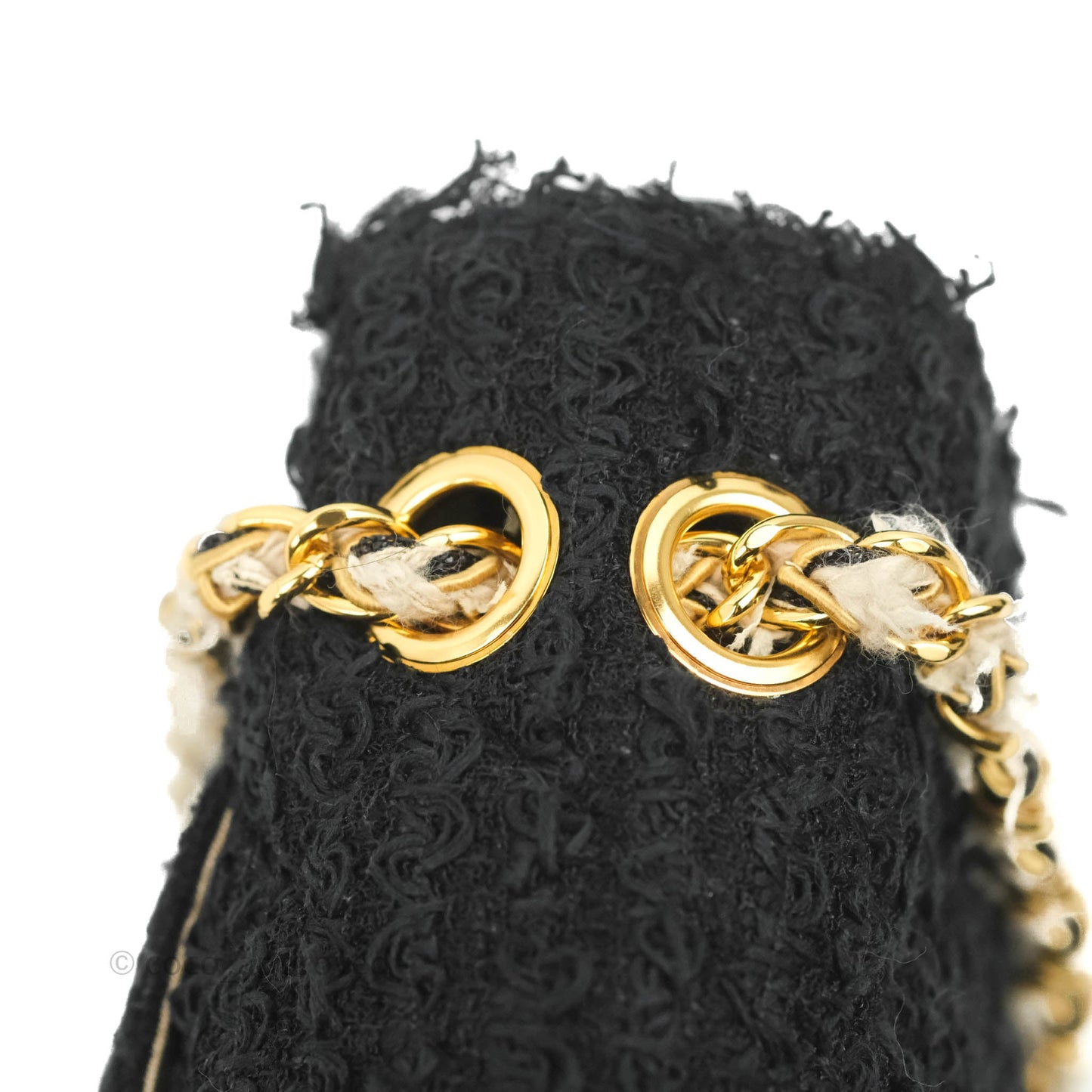 Chanel Medium Classic Double Flap Bag Black Tweed Gold & Gun Metal Hardware