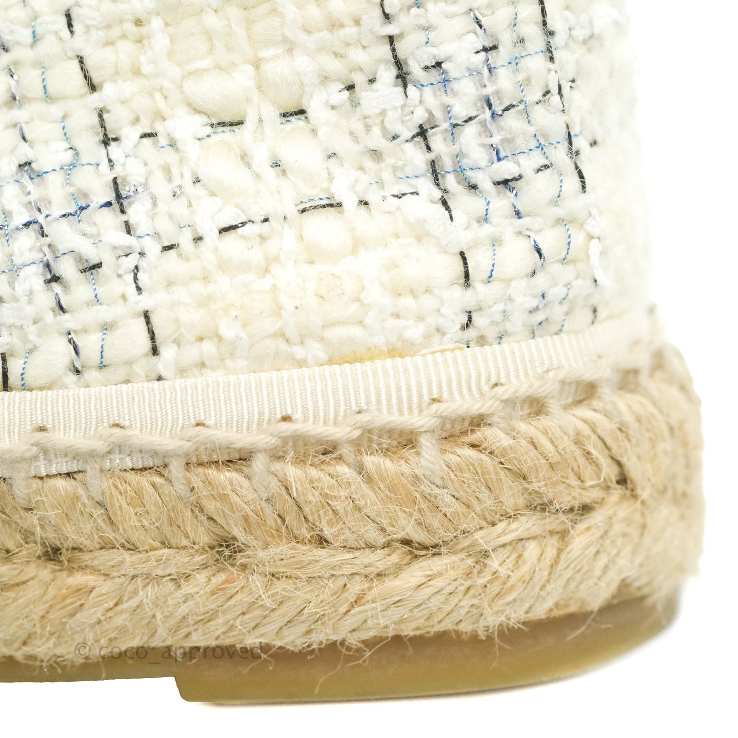 Chanel Espadrille Ivory White Tweed Size 36