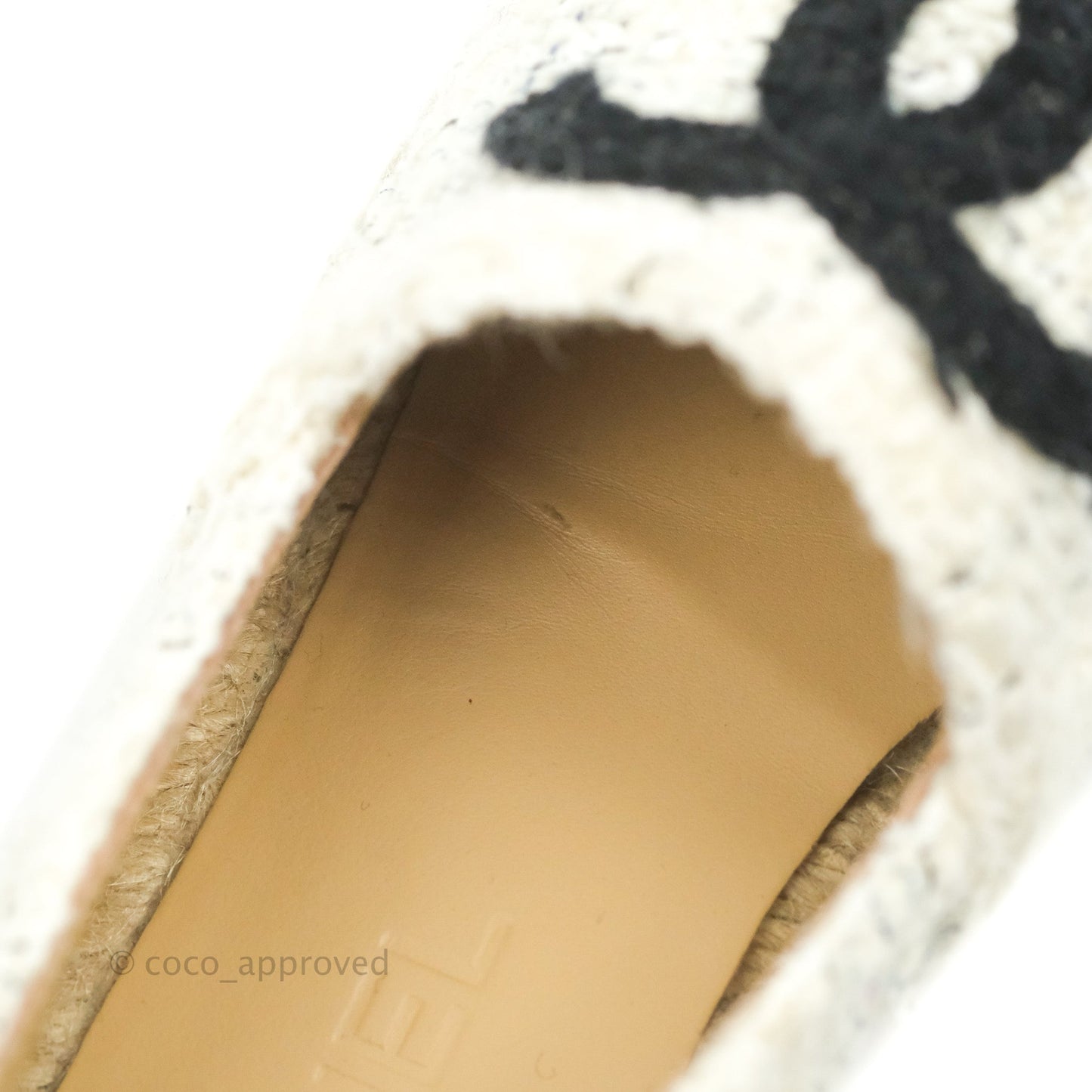 Chanel Espadrille Ivory White Tweed Size 36
