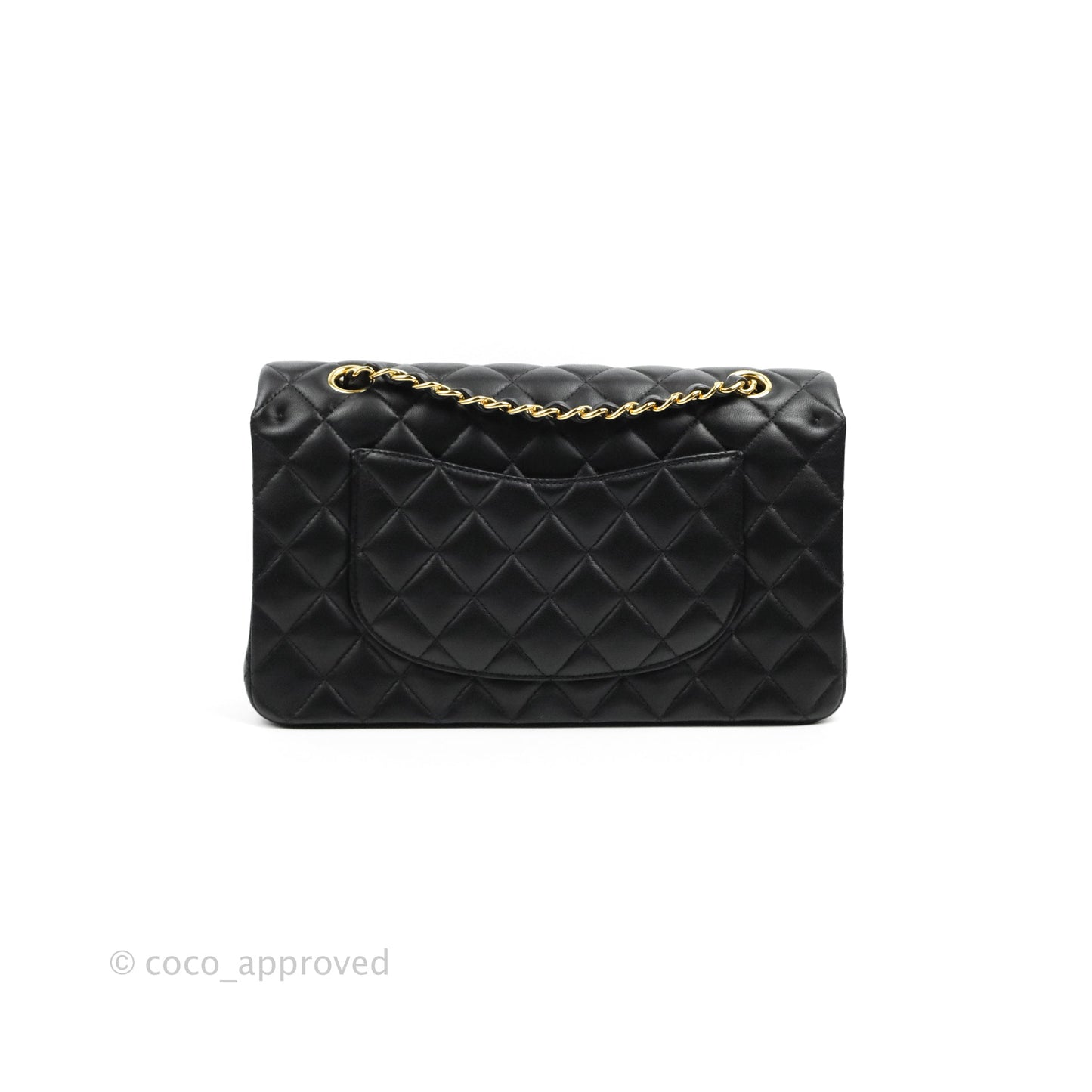 Chanel Classic M/L Medium Double Flap Black Lambskin Gold Hardware