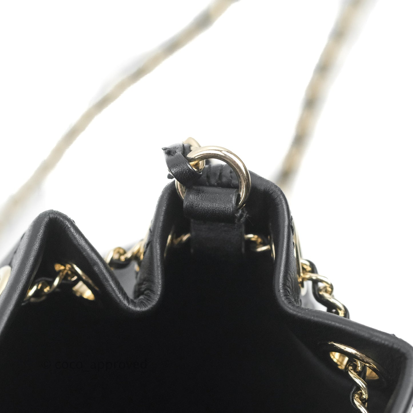 Chanel Mini CC Drawstring Bucket Bag Black Calfskin Gold Hardware