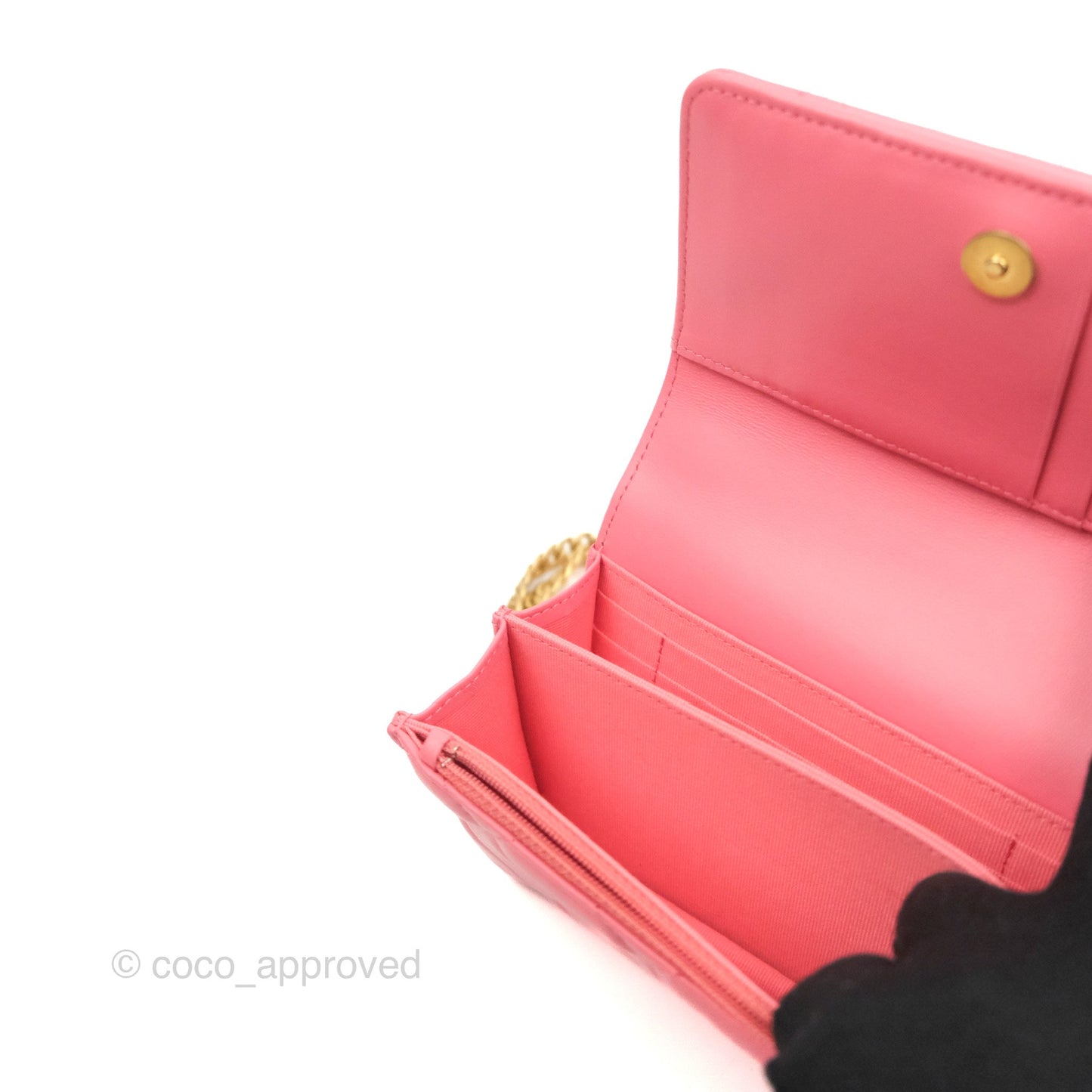 Chanel Enamel Quilted Pending CC Mini WOC Pink Lambskin Aged Gold Hardware 22P