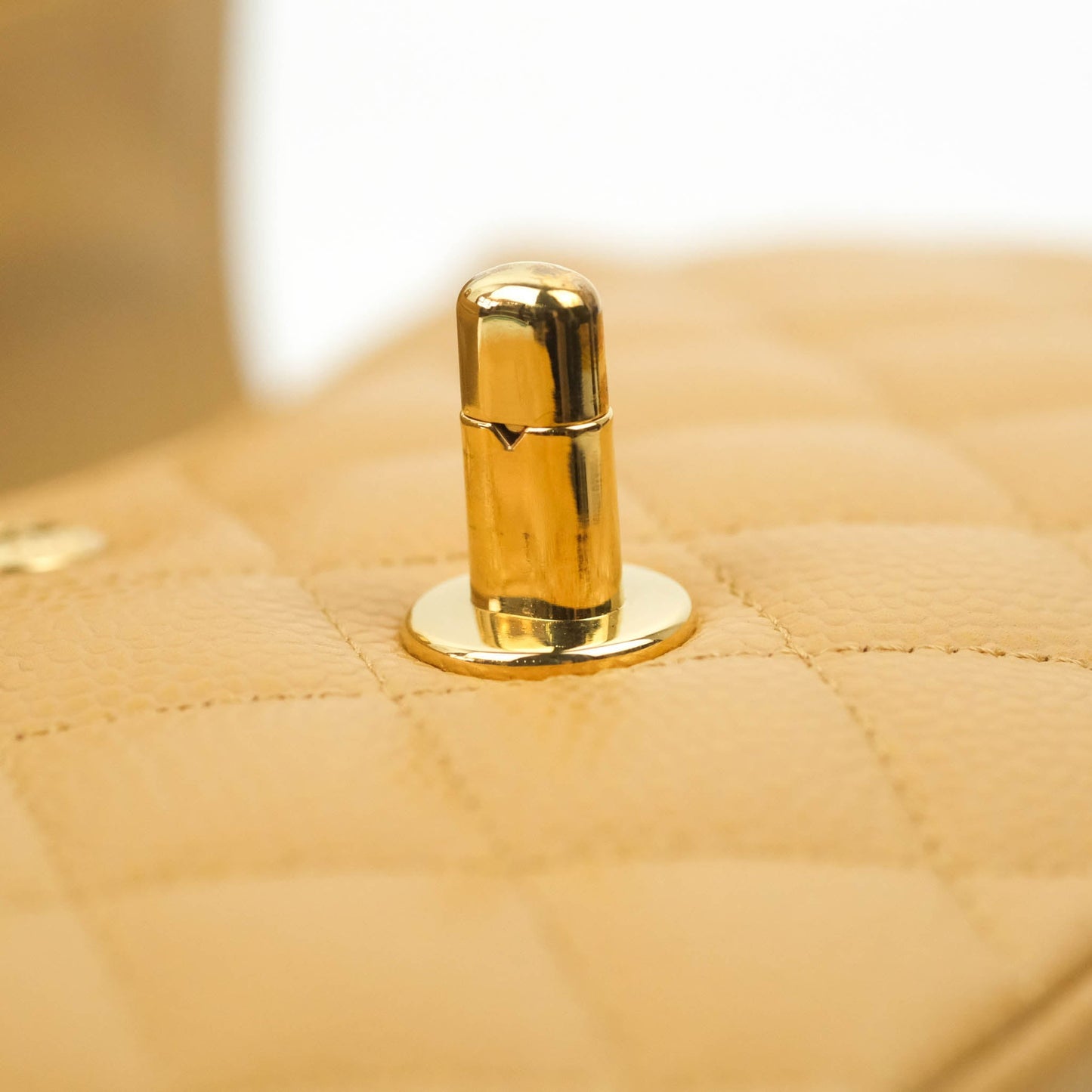 Chanel S/M Small Classic Quilted Flap Dark Beige Caviar 24K Gold Hardware