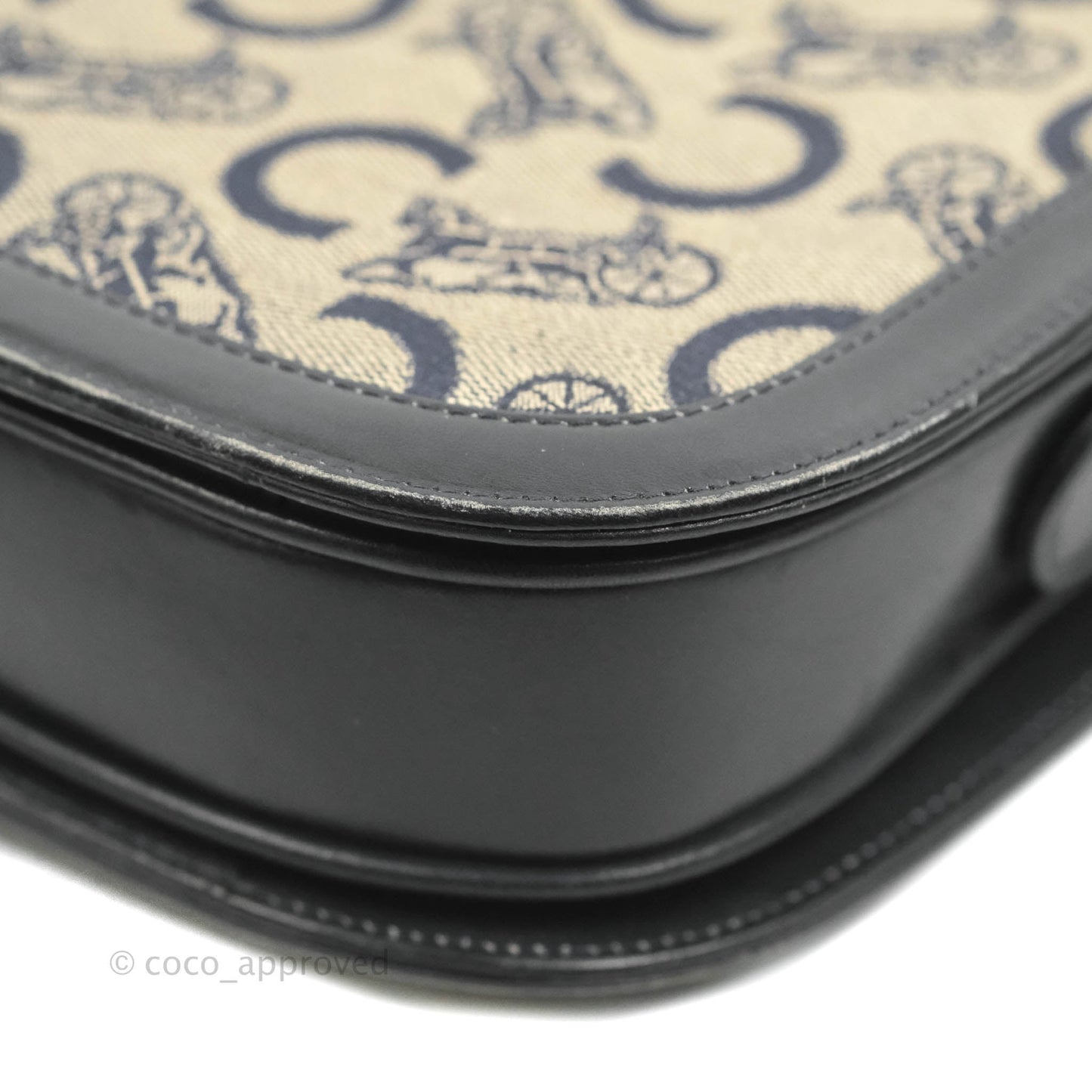 Celine Macadam Horse Carriage Bag Navy Gold Hardware