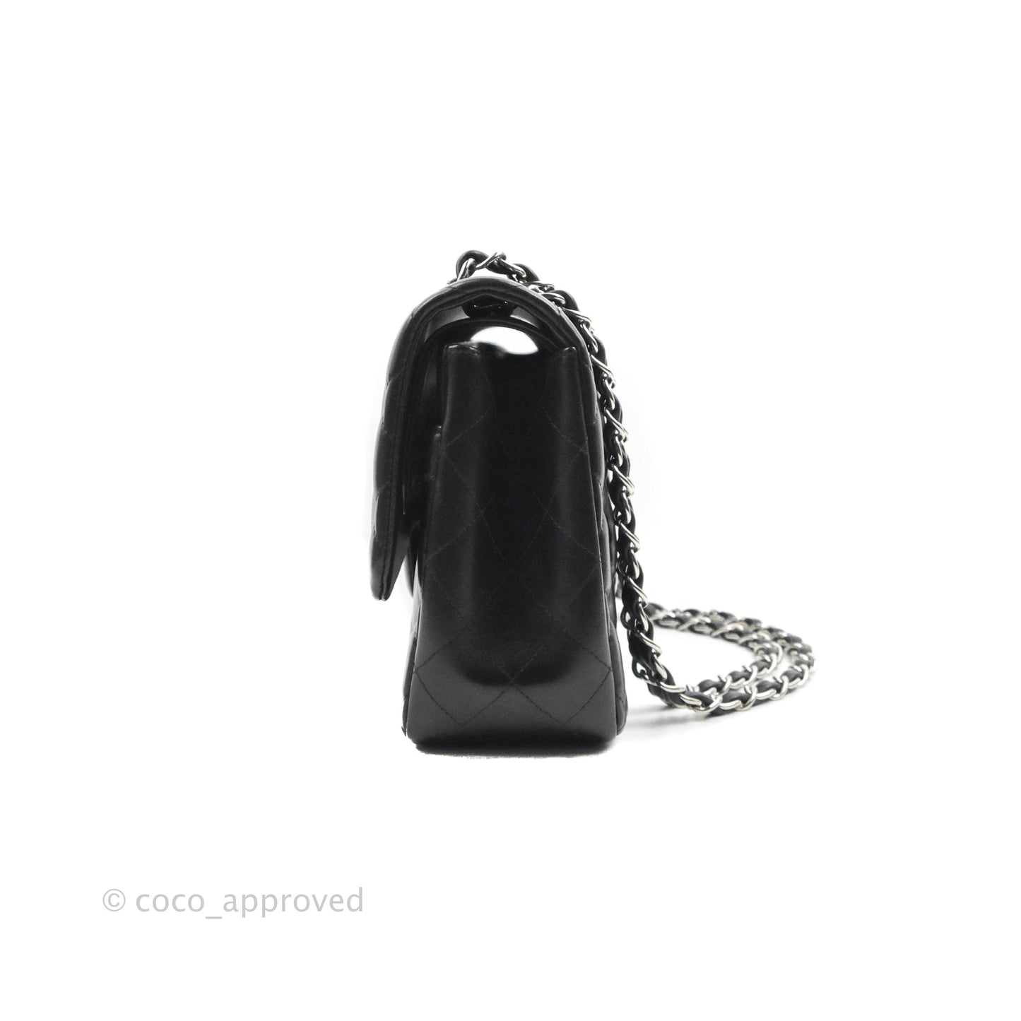 Chanel Quilted Jumbo Double Flap Black Lambskin Silver Hardware