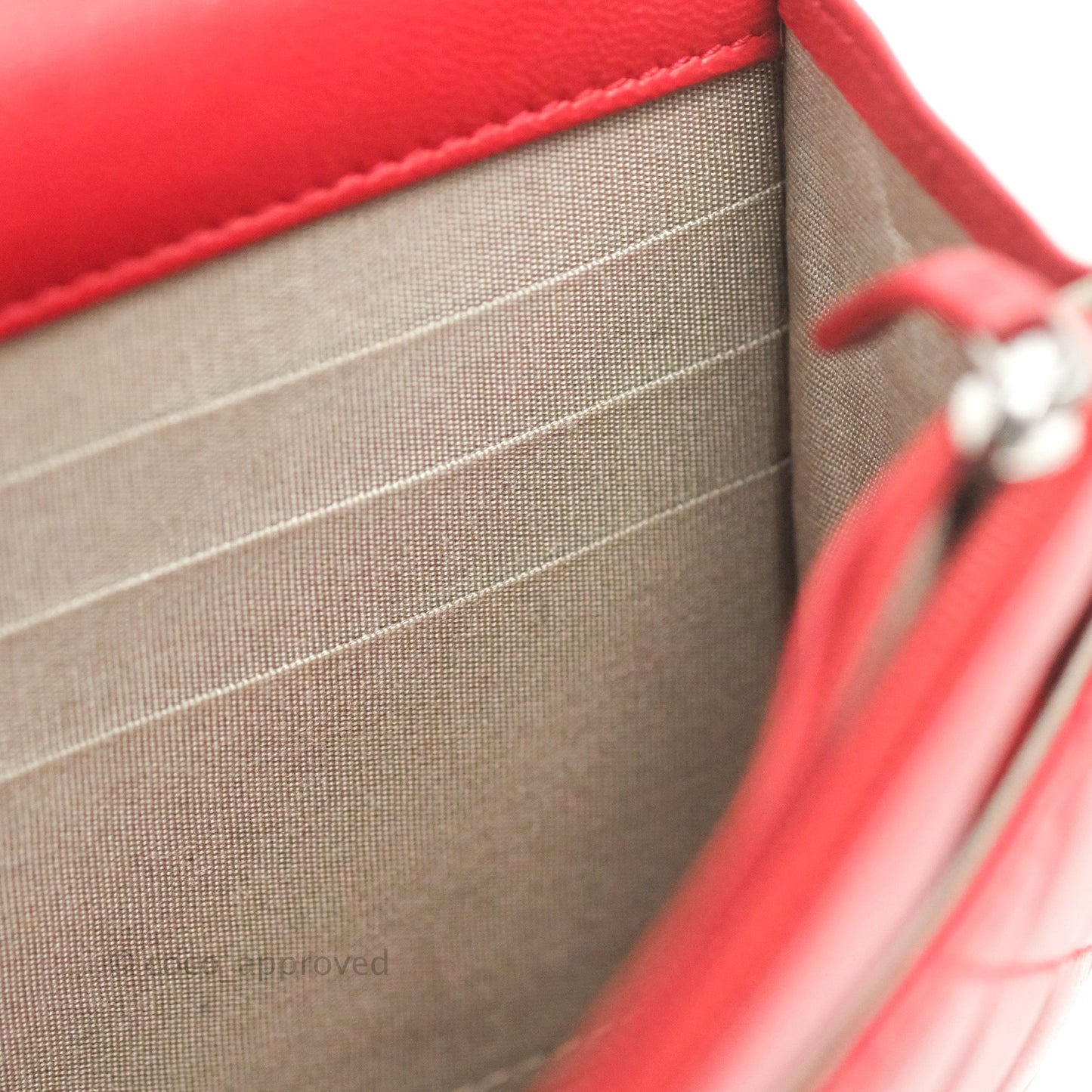 Chanel Boy Wallet on Chain WOC Red Lambskin Dark Silver Hardware