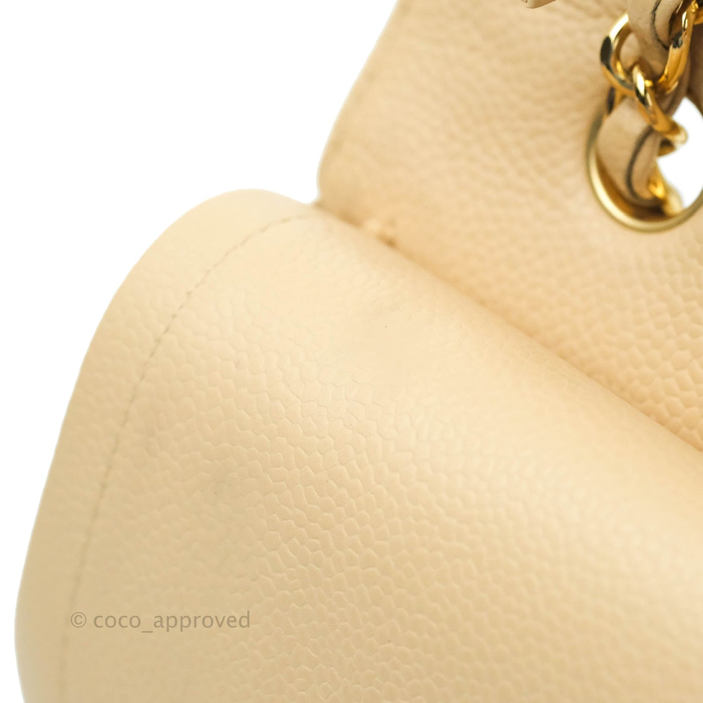 Chanel Classic M/L Medium Double Flap Bag Beige Caviar Gold Hardware