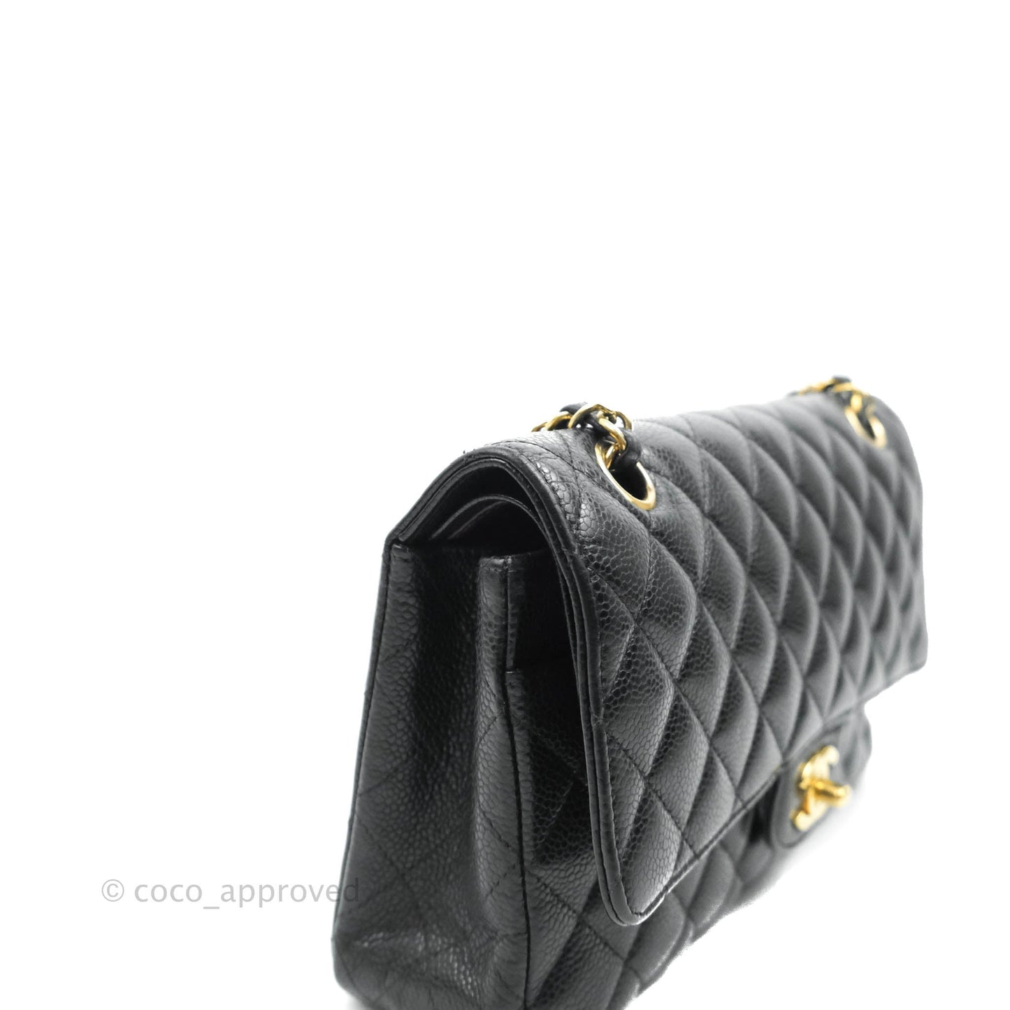 Chanel Classic M/L Medium Double Flap Black Caviar Gold Hardware