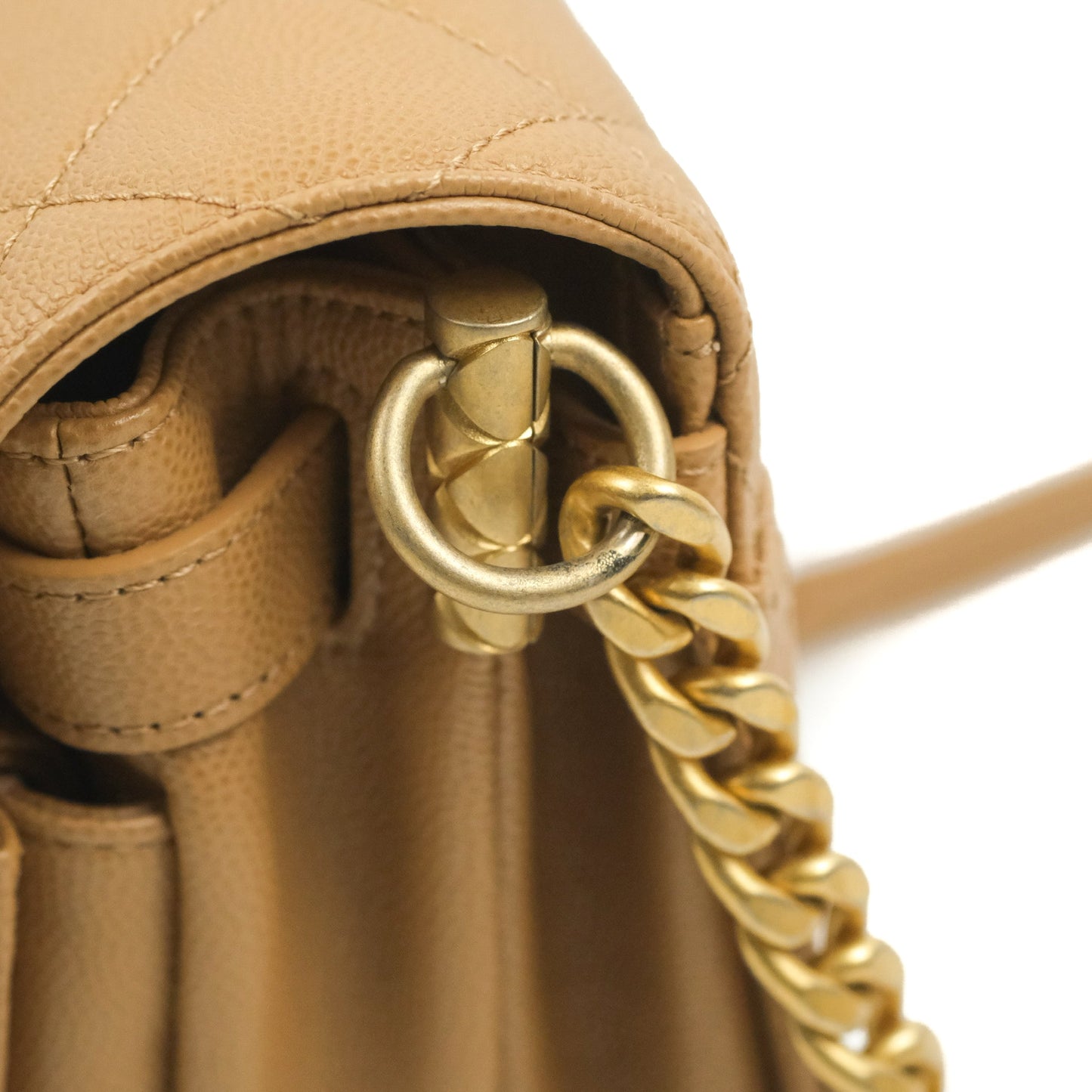Chanel Mini Messenger Bag Beige Caviar Gold Hardware 21K