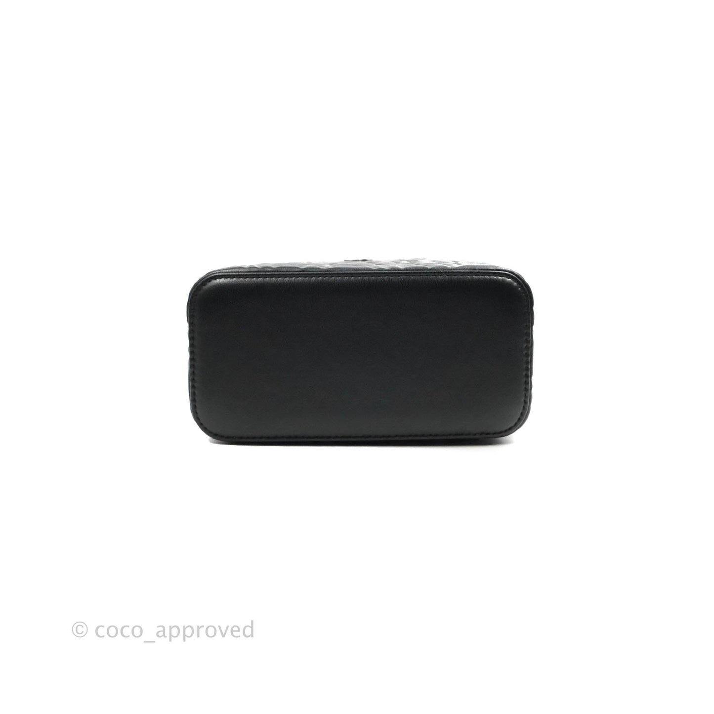 Chanel Vanity Rectangular Camellia Embossed Black Lambskin Gold Hardware