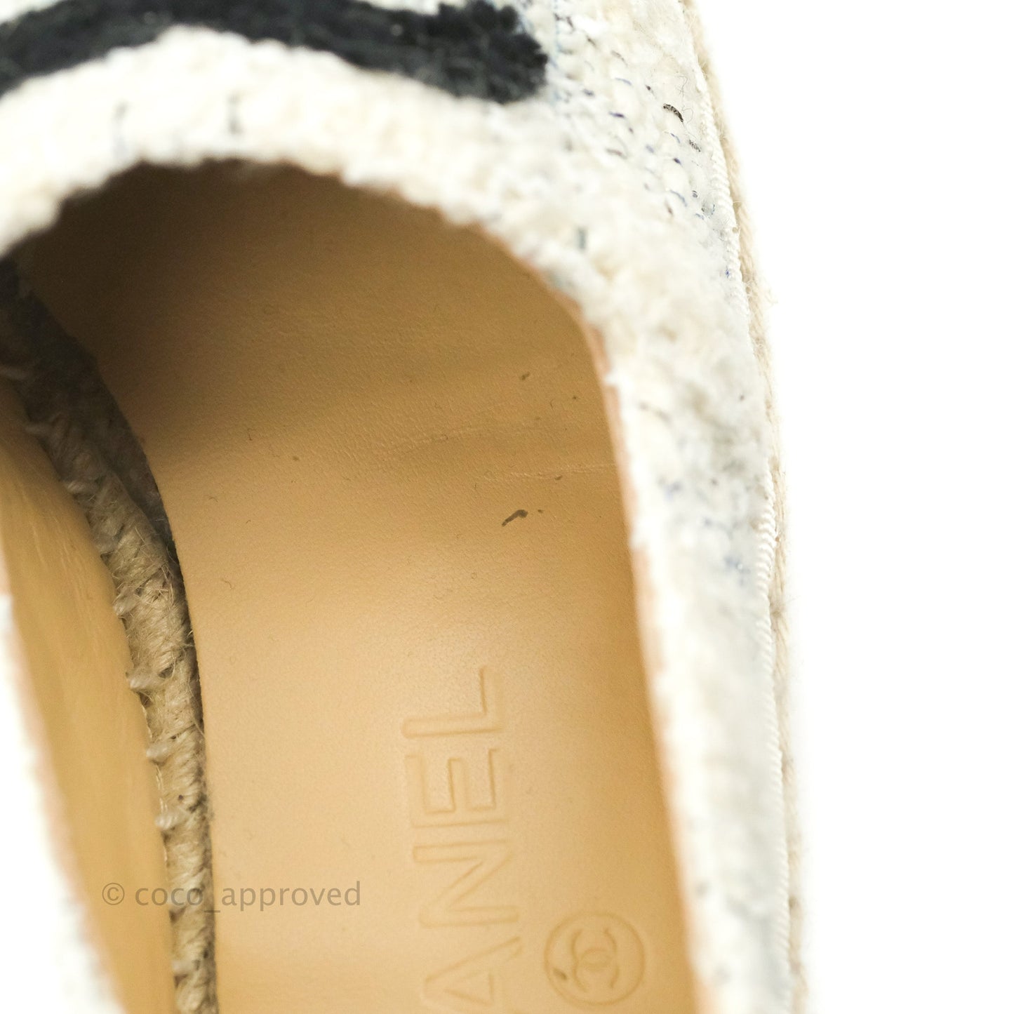 Chanel Espadrille Ivory White Tweed Size 36