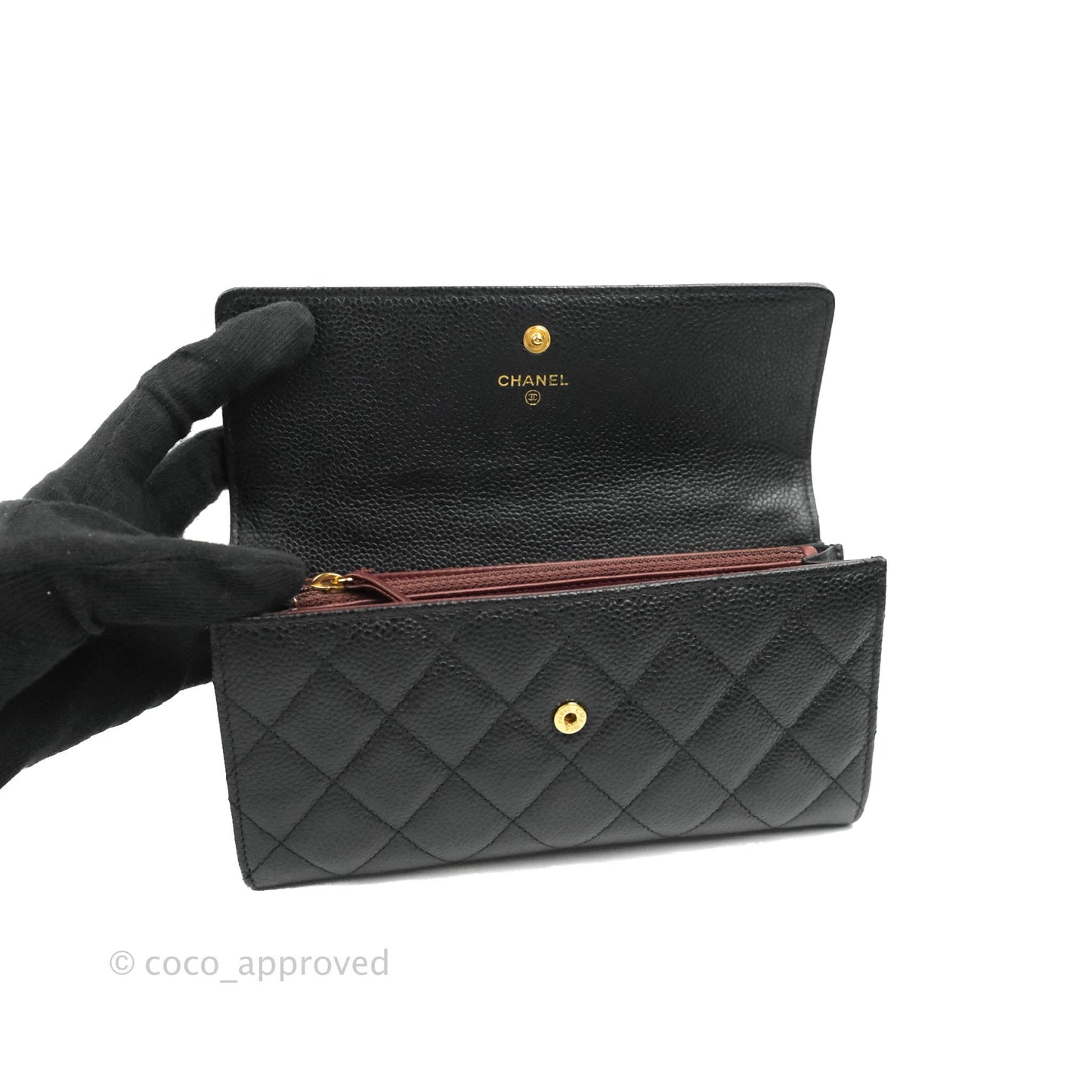 Chanel Black Caviar Quilted Large Classic Flap Wallet