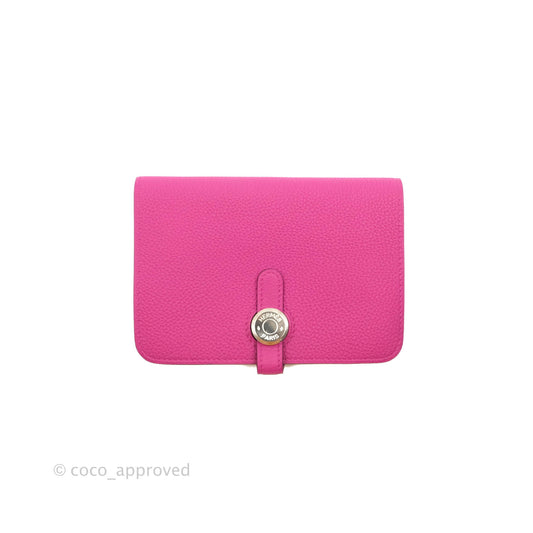 Hermes Dogon Compact wallet Rose Pourpre Silver Hardware