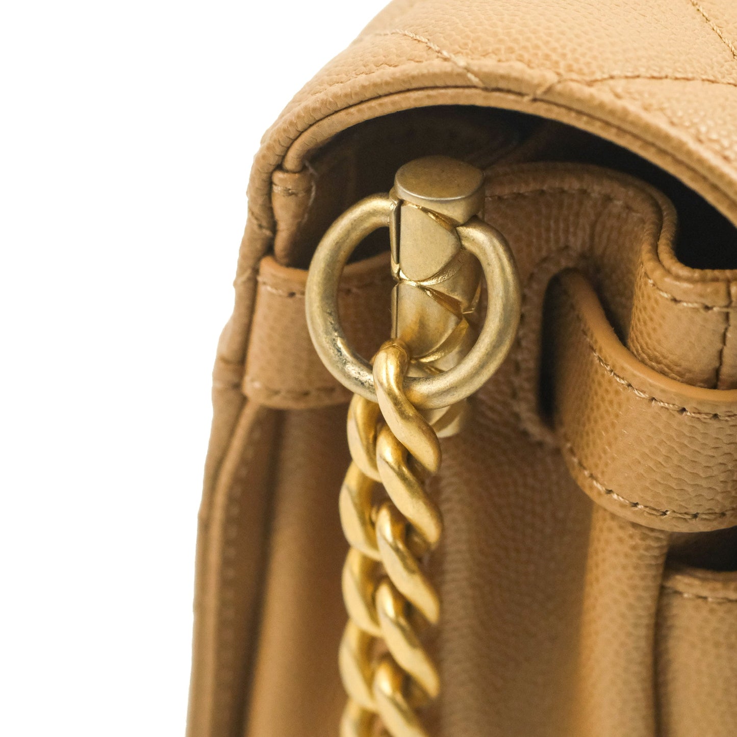 Chanel Mini Messenger Bag Beige Caviar Gold Hardware 21K