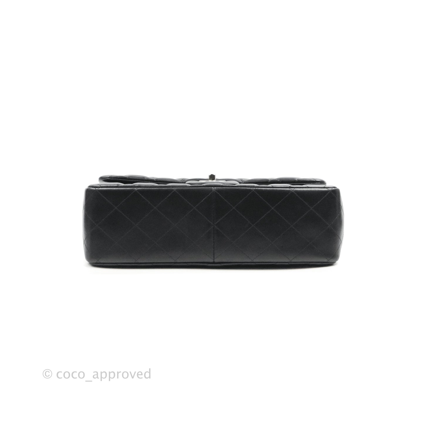 Chanel Quilted Jumbo Double Flap Black Lambskin Silver Hardware