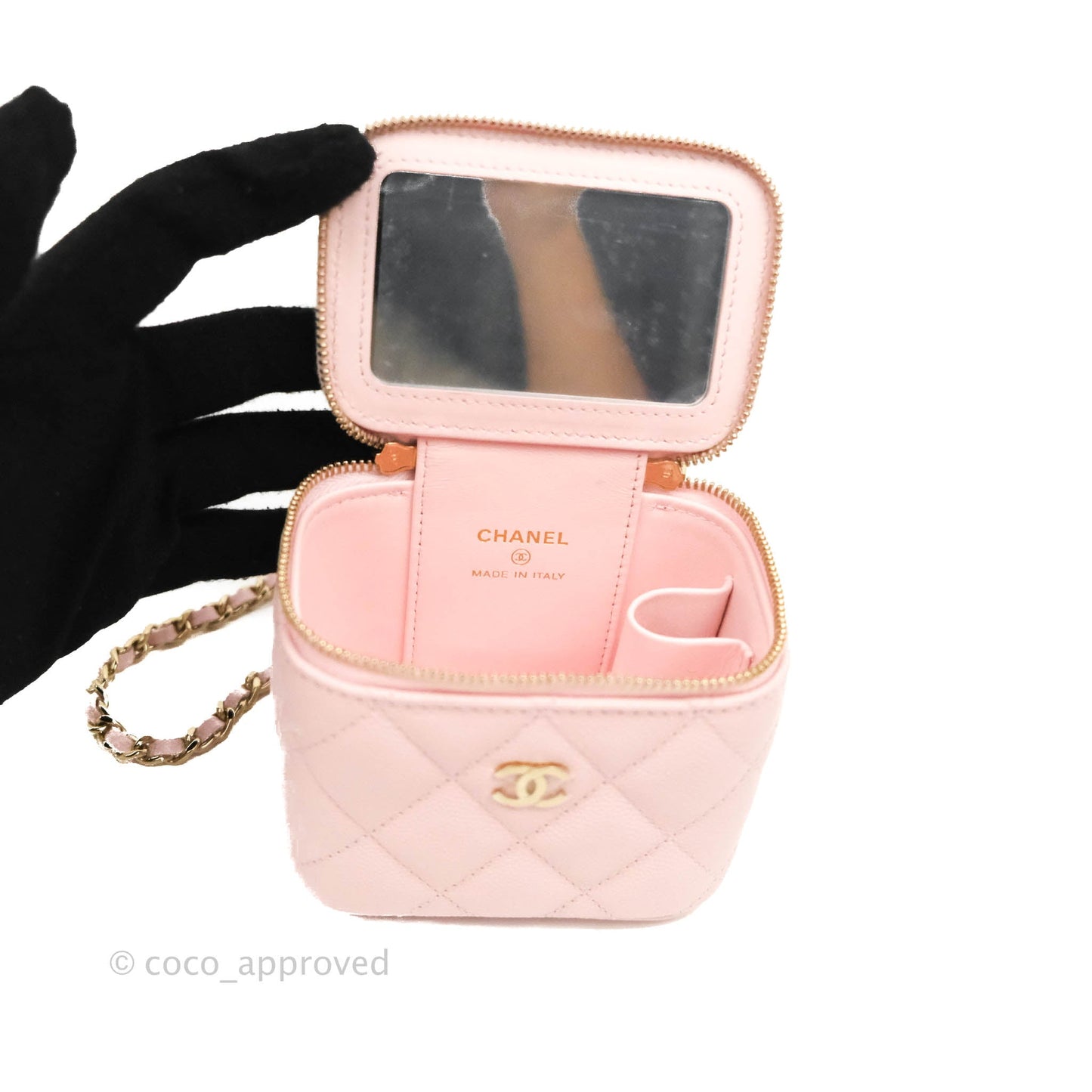 Chanel Mini Vanity With Chain Pink Caviar Gold Hardware