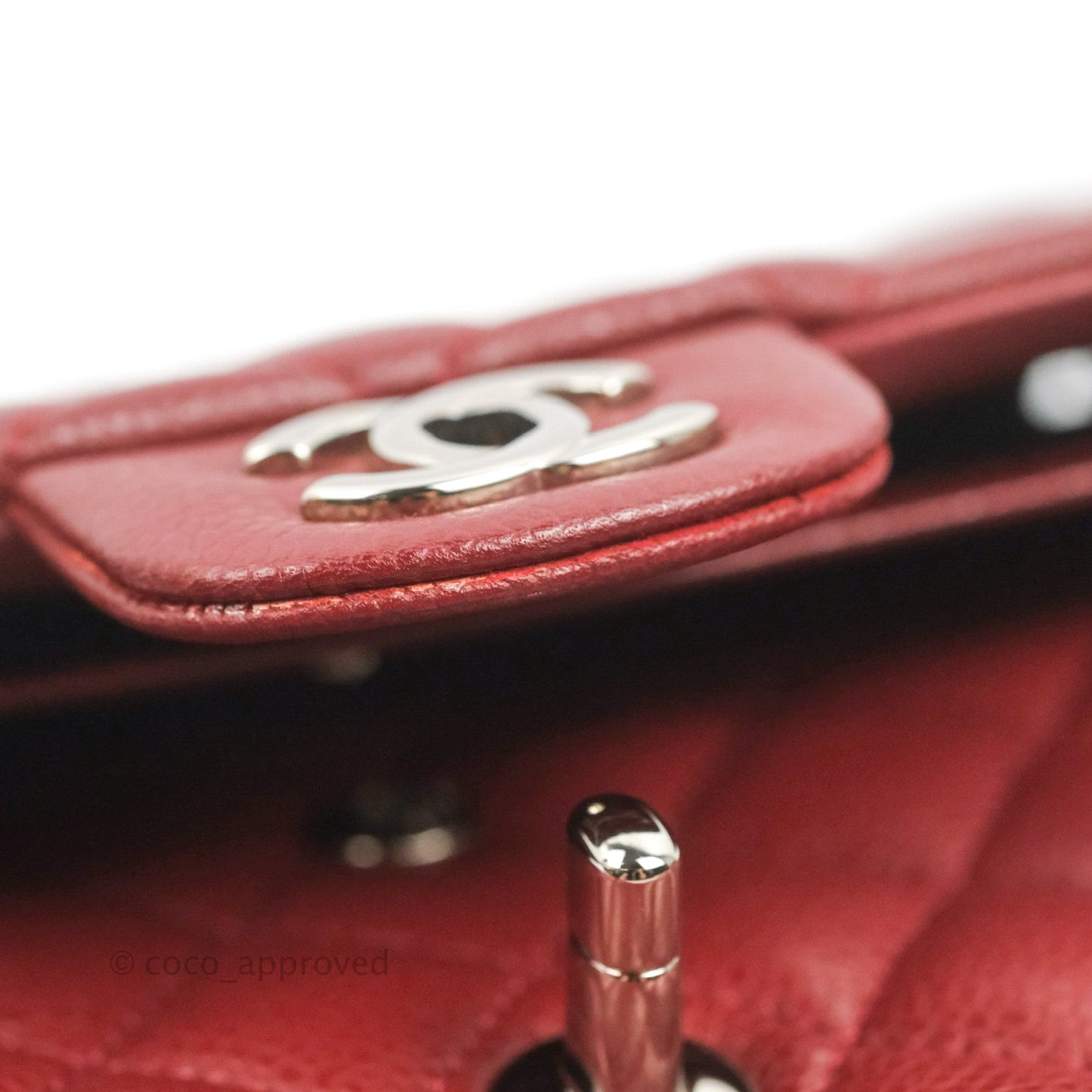 Chanel Classic M/L Medium Flap Quilted Dark Red Caviar Silver Hardware