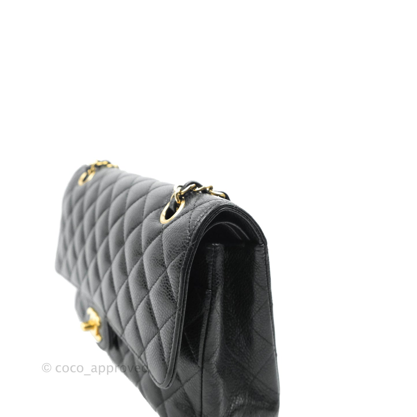 Chanel Classic M/L Medium Double Flap Black Caviar Gold Hardware