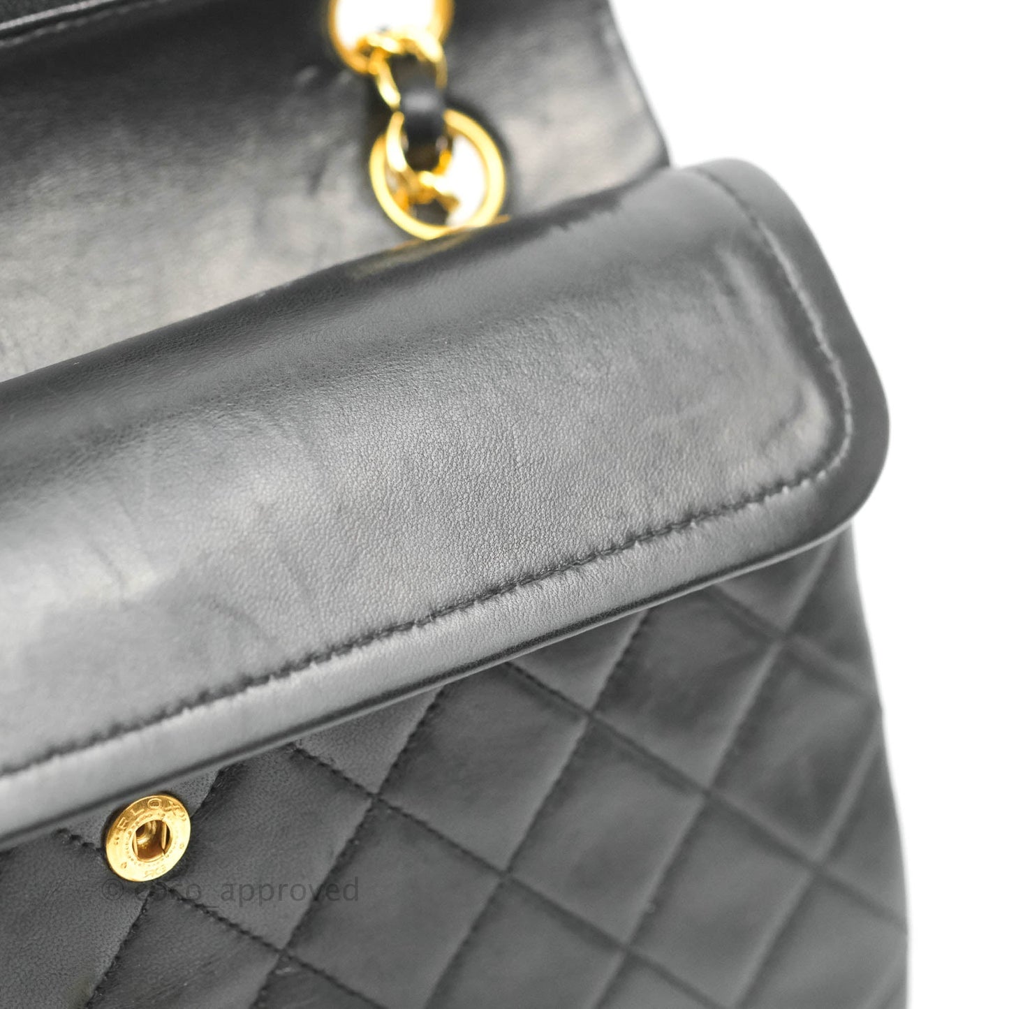 Chanel Vintage Classic S/M Small Double Flap Bag Black Lambskin 24K Gold Hardware