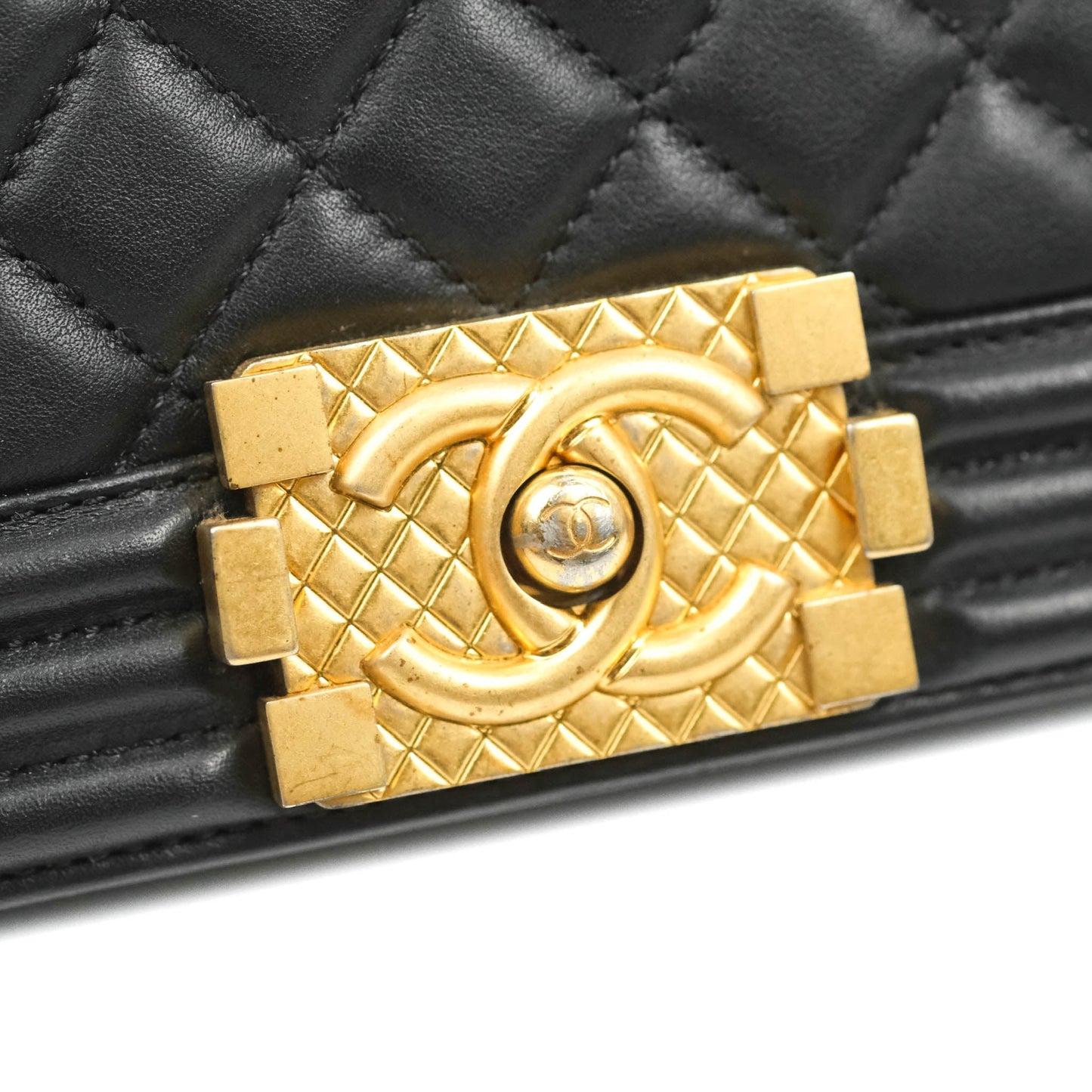 Chanel Quilted Medium Boy with Logo Handle Black Calfskin 2021 Cruise