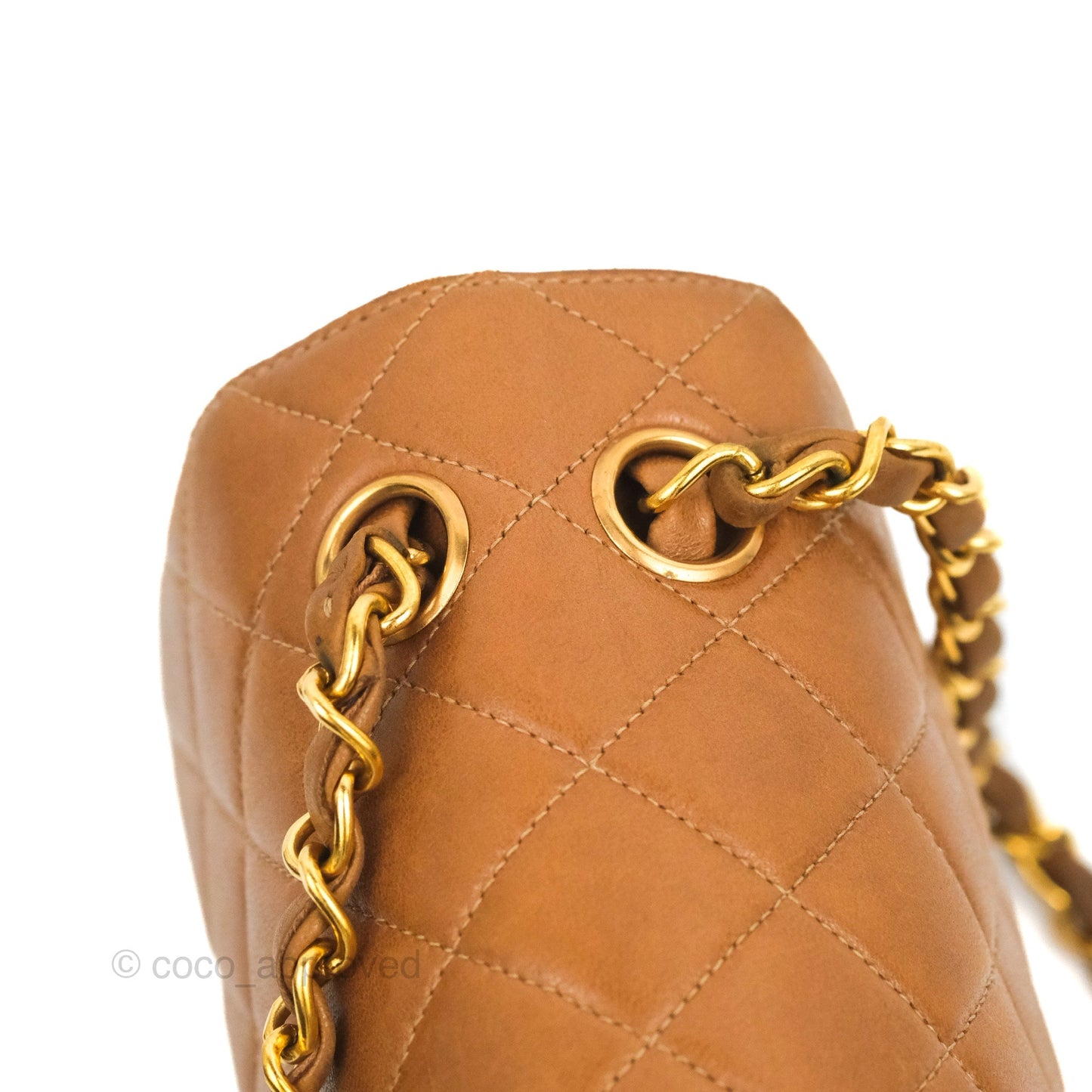 Chanel Vintage Double-sided Small Flap Brown Caramel Lambskin 24K Gold Hardware