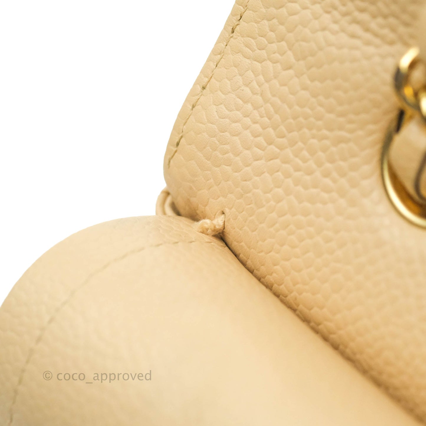 Chanel Classic M/L Medium Double Flap Bag Beige Caviar Gold Hardware